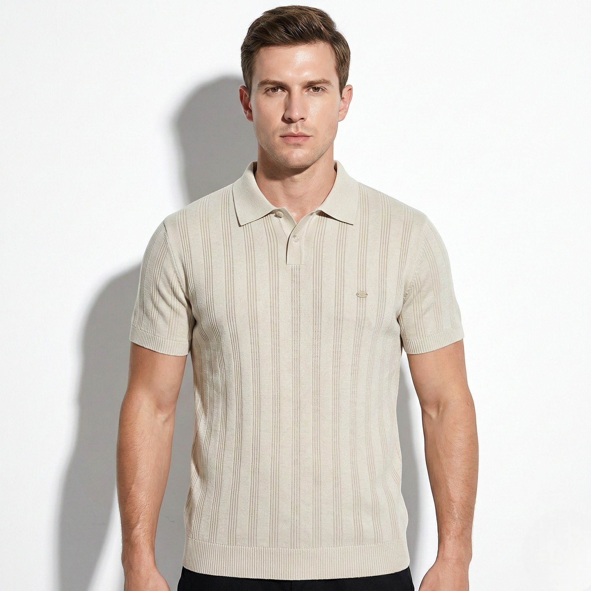 Hugo - Men's Tailored Fit Polo Shirt - Tops, T-shirts & Shirts - Beige - Jones & Smith