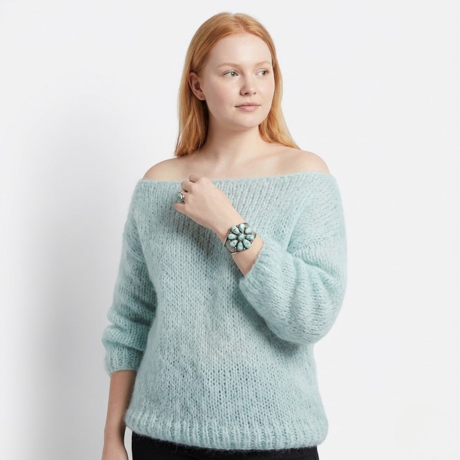 Inès – Women's Wool Chunky Knit Jumper - Sweater - Blue - Jones & Smith