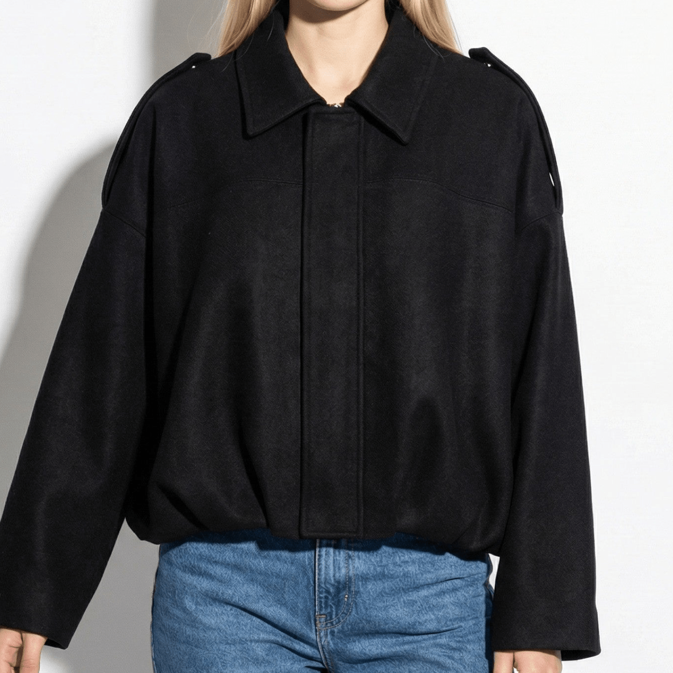 Isabelle - Women's Loose Fit Suede Jacket - Jackets, Coats, & Blazer - Black - Jones & Smith