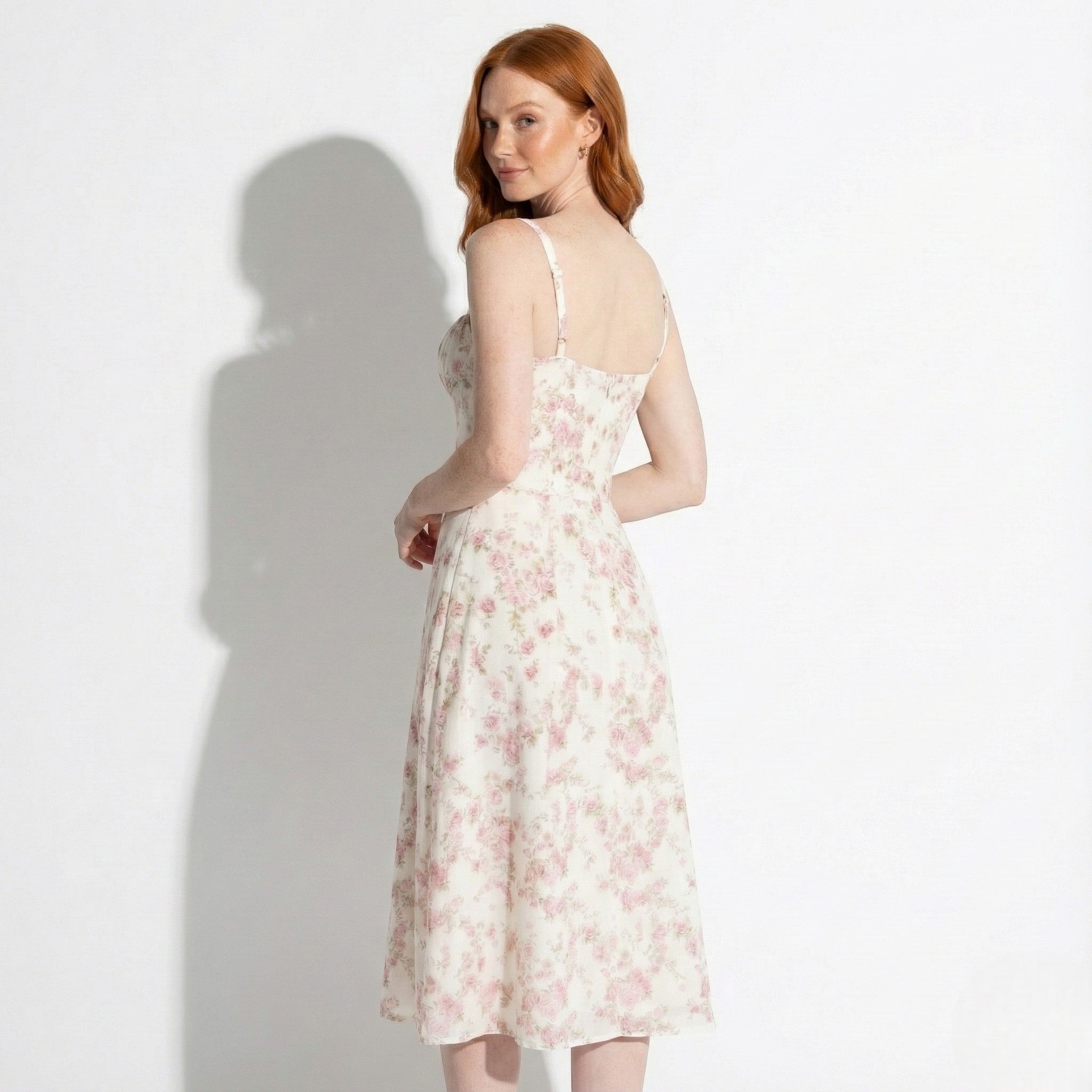 Isla - Women's Flared A - Line Midi Dress - Dresses - Light Pink - Jones & Smith