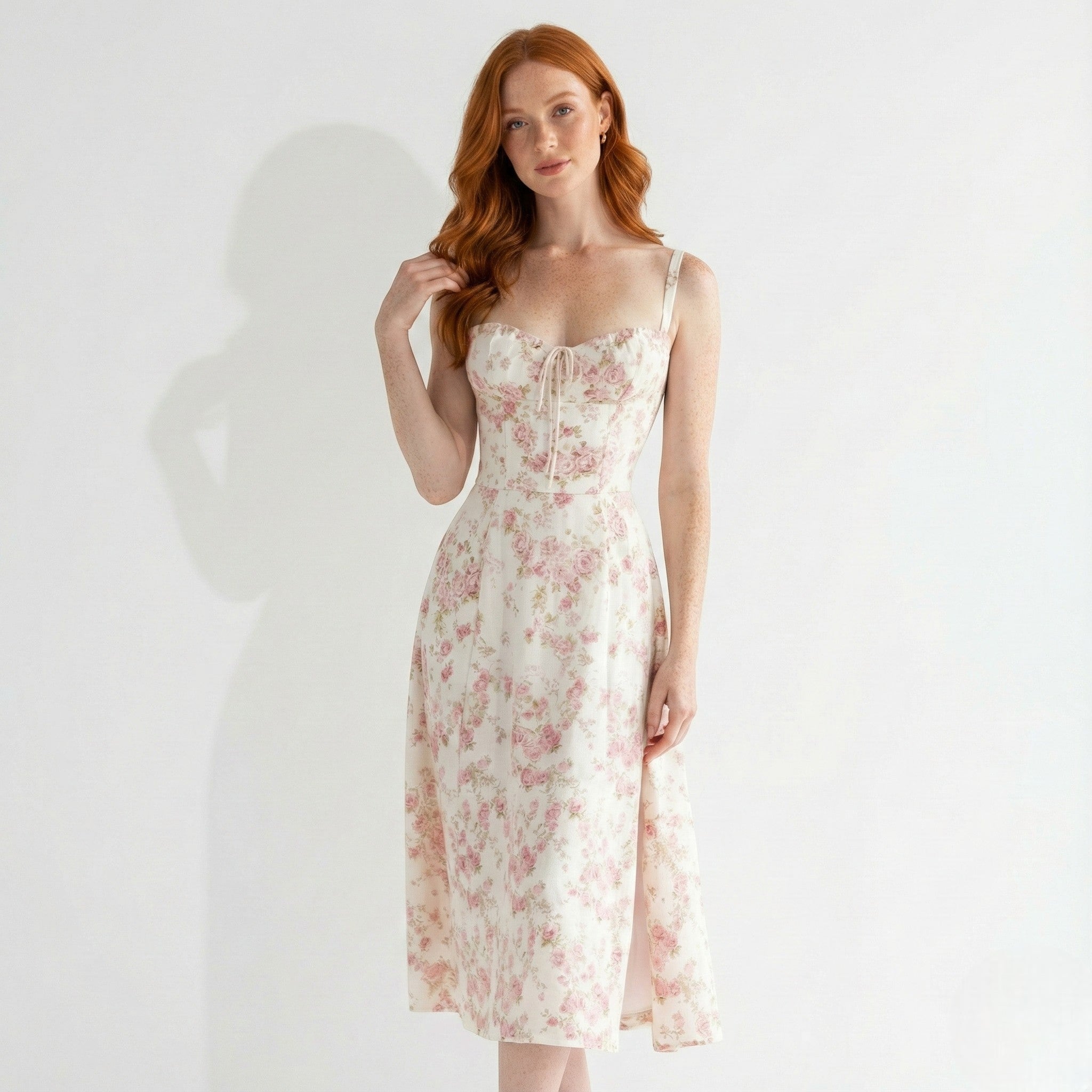 Isla - Women's Flared A - Line Midi Dress - Dresses - Light Pink - Jones & Smith