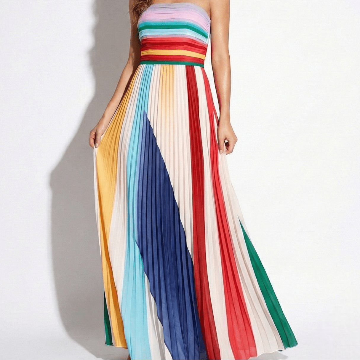 Isla - Women's Sleeveless Maxi Dress with Multicolour Stripes - Dress - S - Jones & Smith