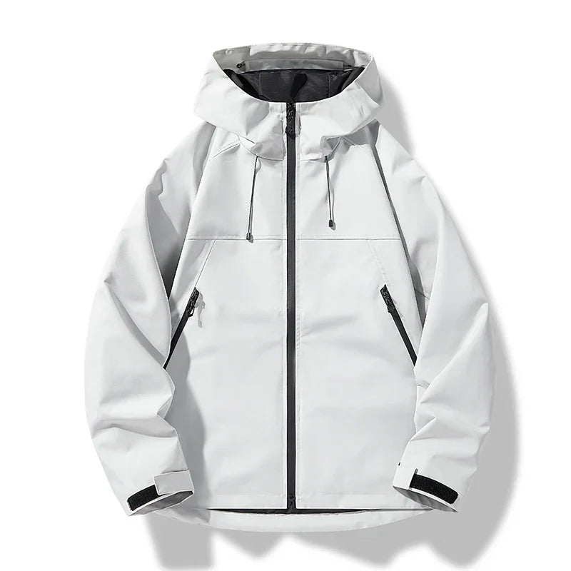 Jace - Men’s Waterproof Hooded Windproof Shell Jacket - Ski Jacket - White - Jones & Smith