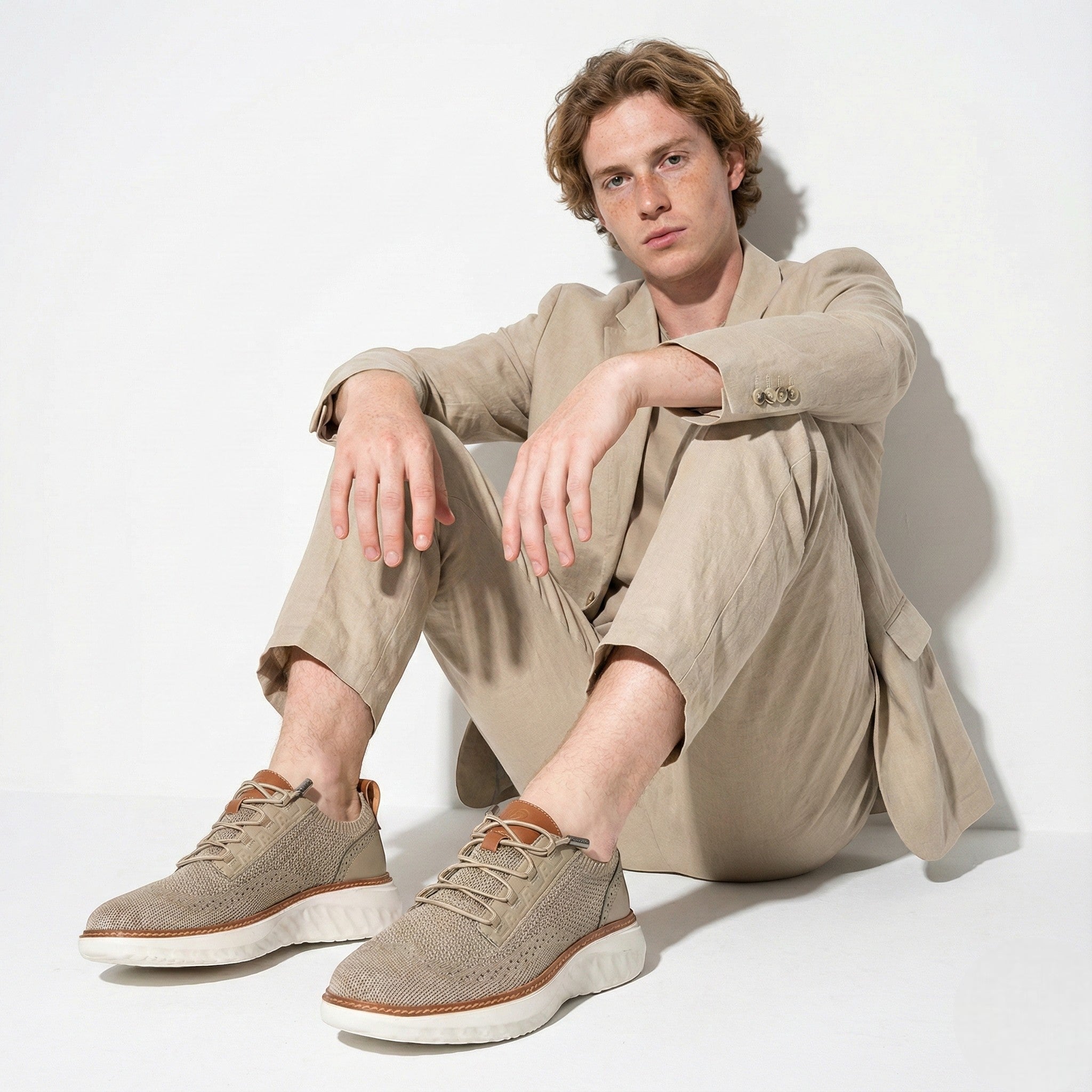 Jack - Men's Breathable Lightweight Sneakers - Shoes - Khaki - Jones & Smith