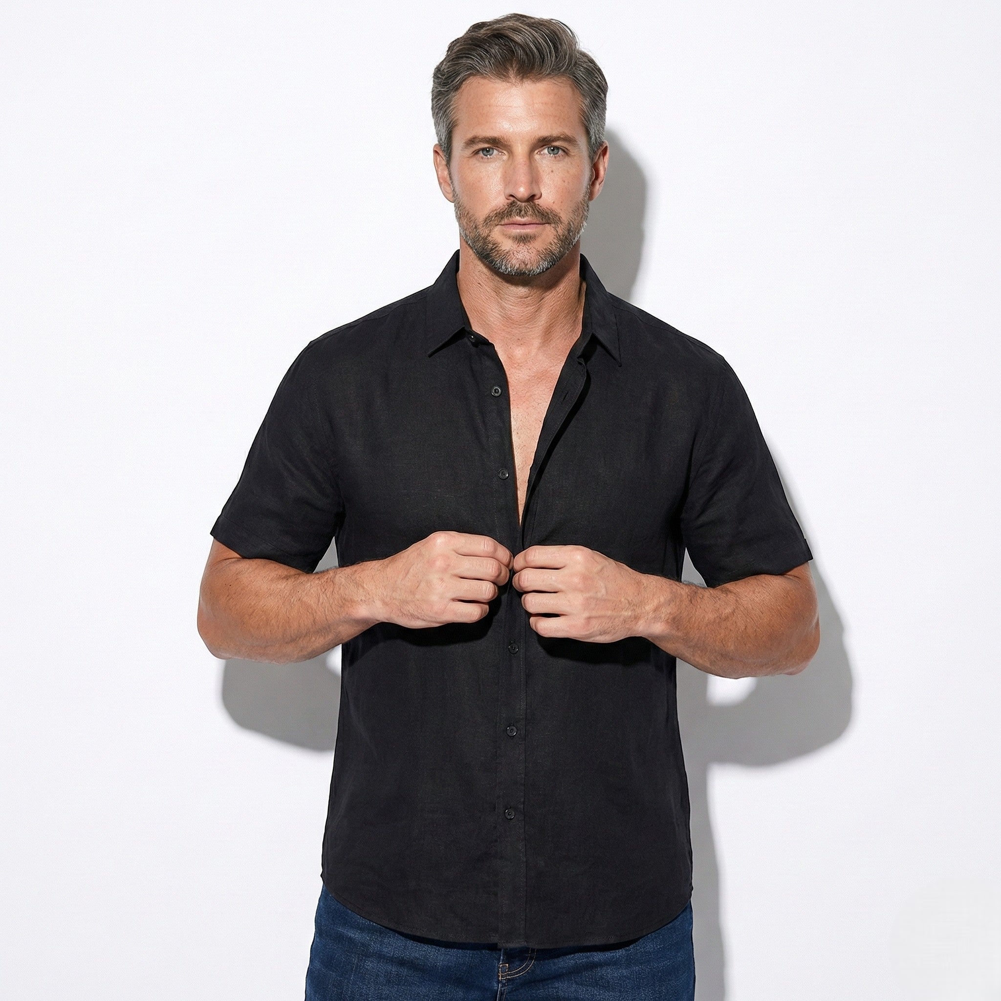 Jack - Men's Short Sleeve Casual Shirt - Shirt - Black - Jones & Smith