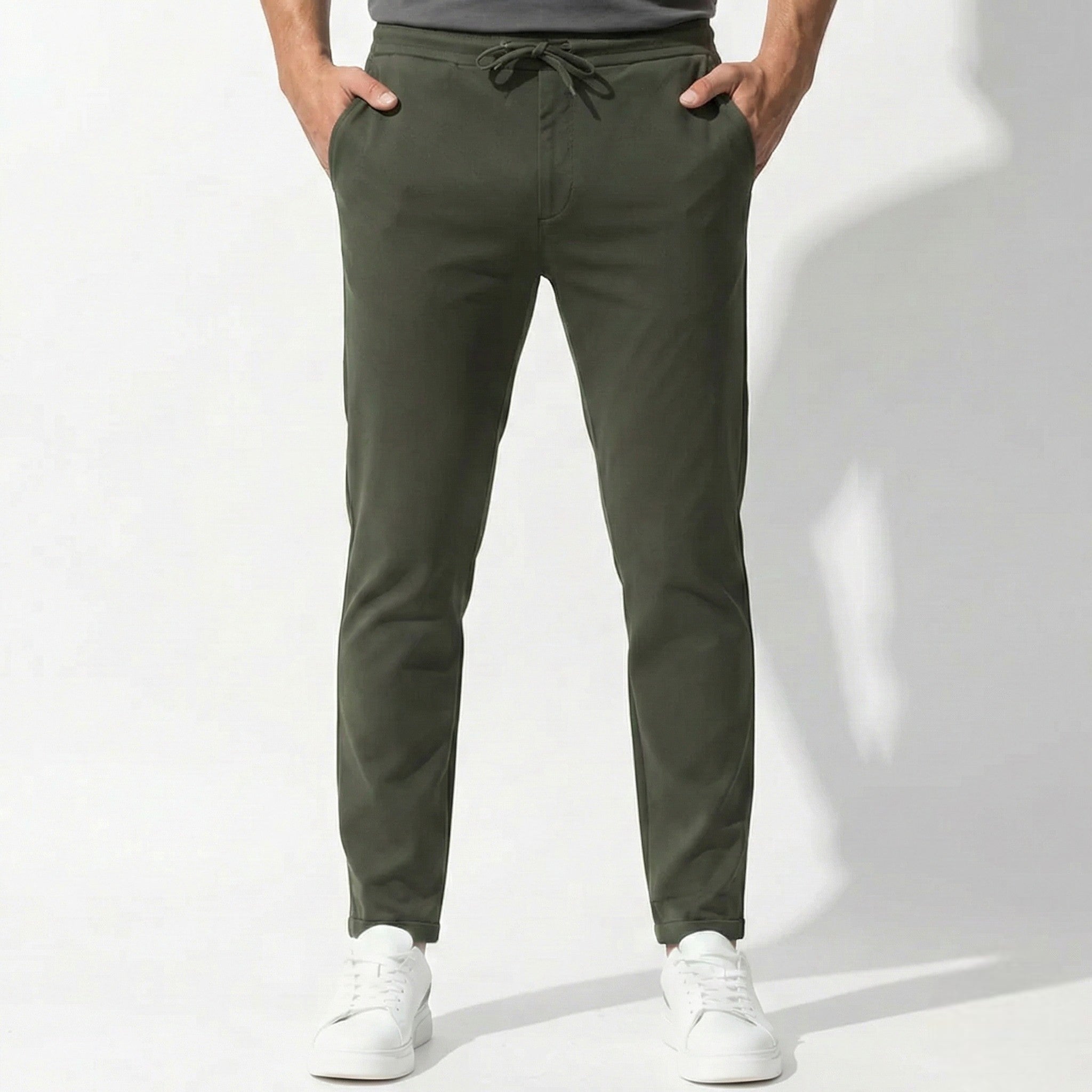 James - Men's Tailored Stretch Trousers with Flexible Fit - Trouser - Army Green - Jones & Smith