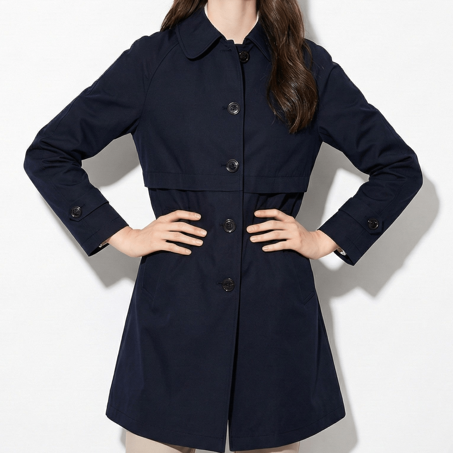Jasmine - Women's Lightweight Trench Coat - Outerwear - Dark Blue - Jones & Smith