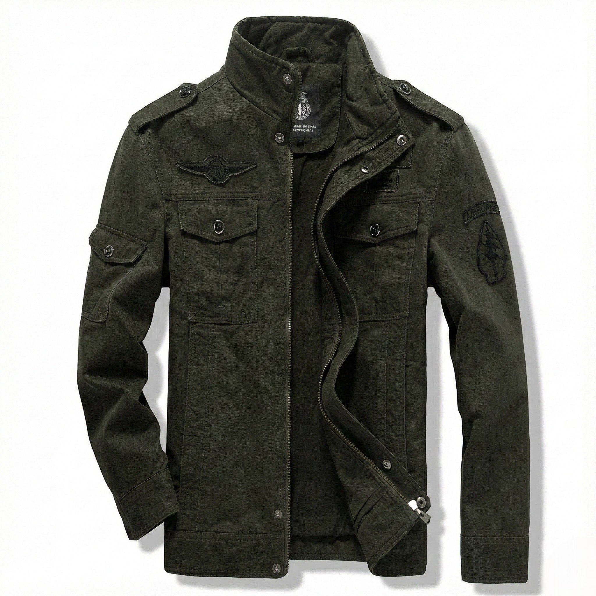 Joseph - Men's Military - Style Jacket with Stand Collar - Jackets & Coats - Green - Jones & Smith