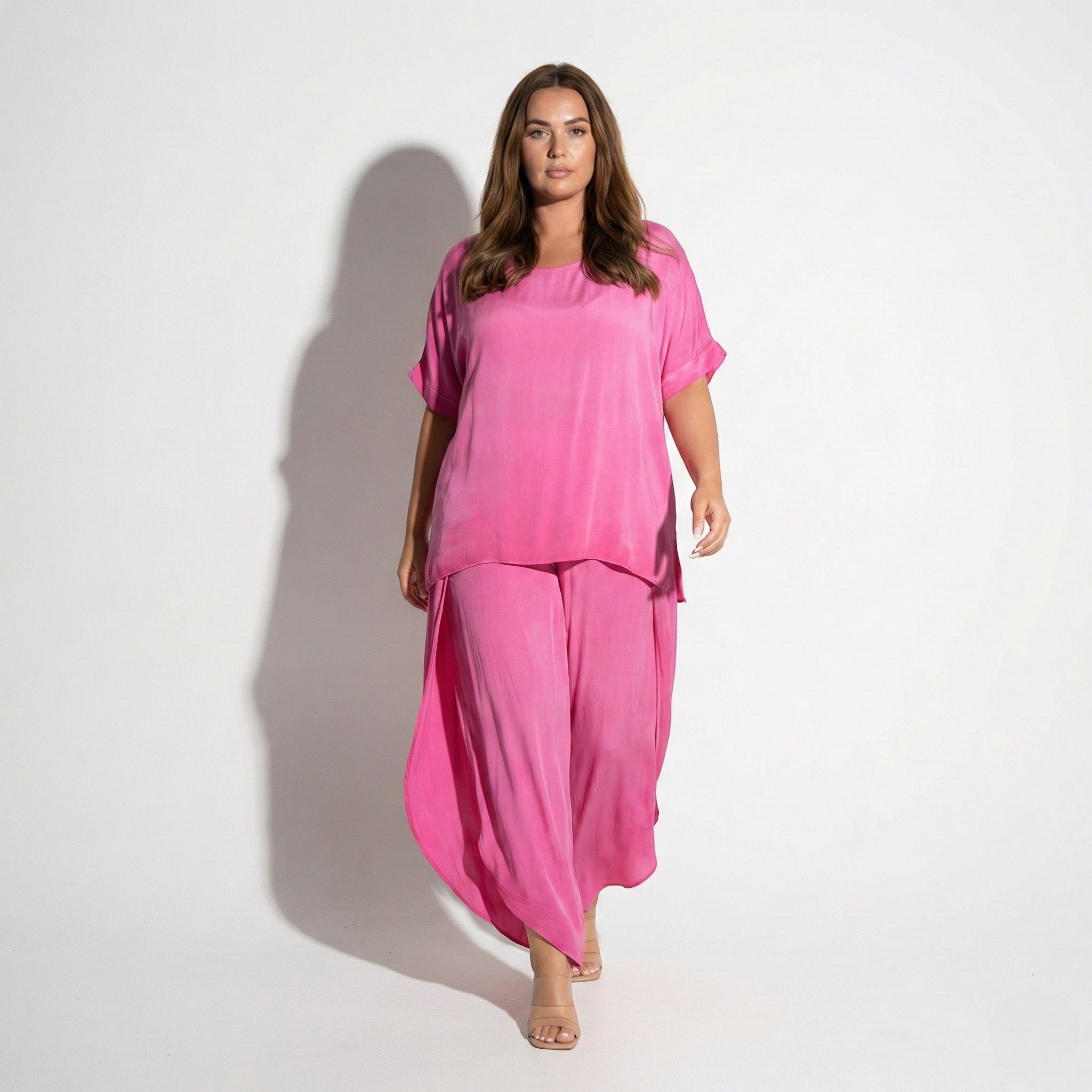 Josephine - Women's Oversized Two - Piece Set with Wide - Leg Trousers - Set - Pink - Jones & Smith