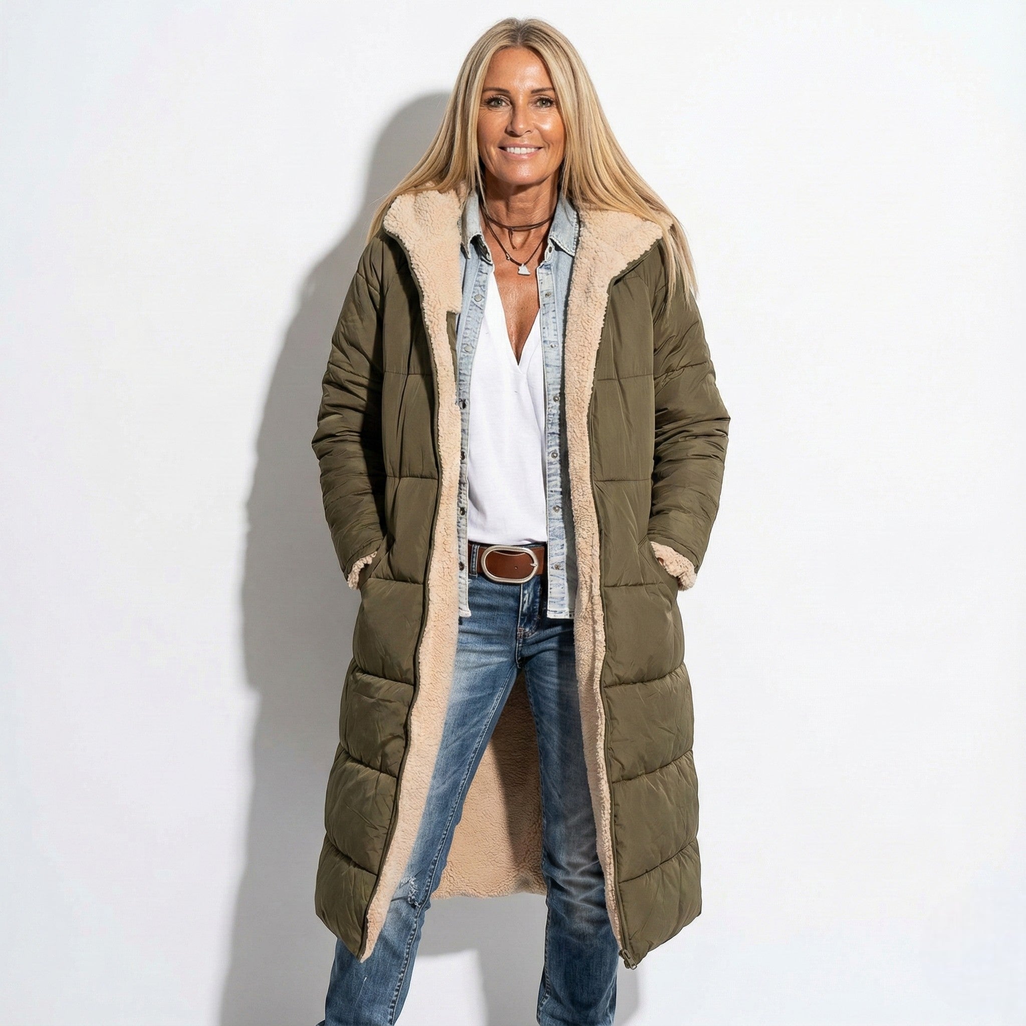 Kaela – Women's Quilted Coat for Cold Weather - Winter coat - Olive Green - Jones & Smith