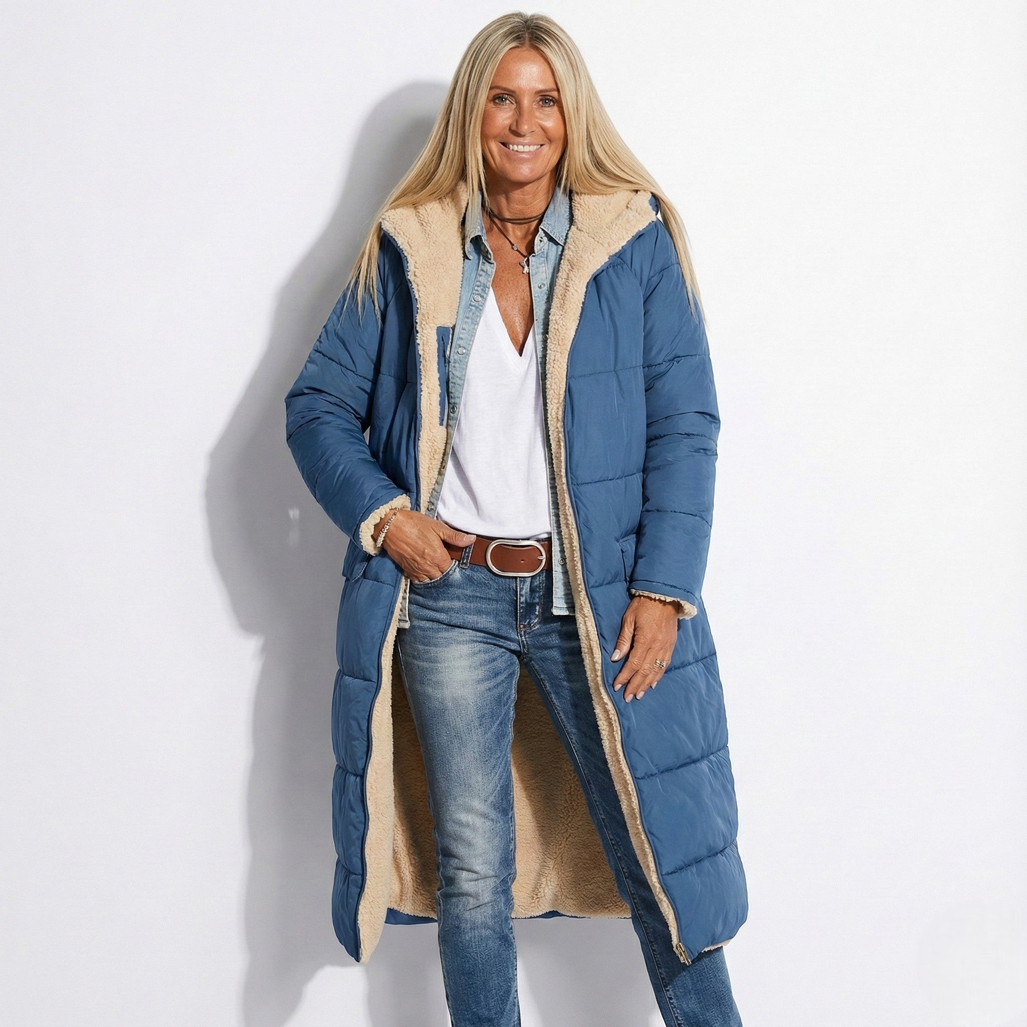 Kaela – Women's Quilted Coat for Cold Weather - Winter coat - Navy Blue - Jones & Smith