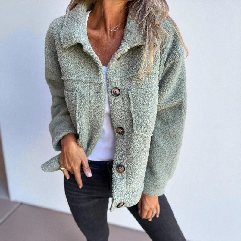 Lea – Wool Jacket with Buttons and Chest Pockets - Jackets - Green - Jones & Smith