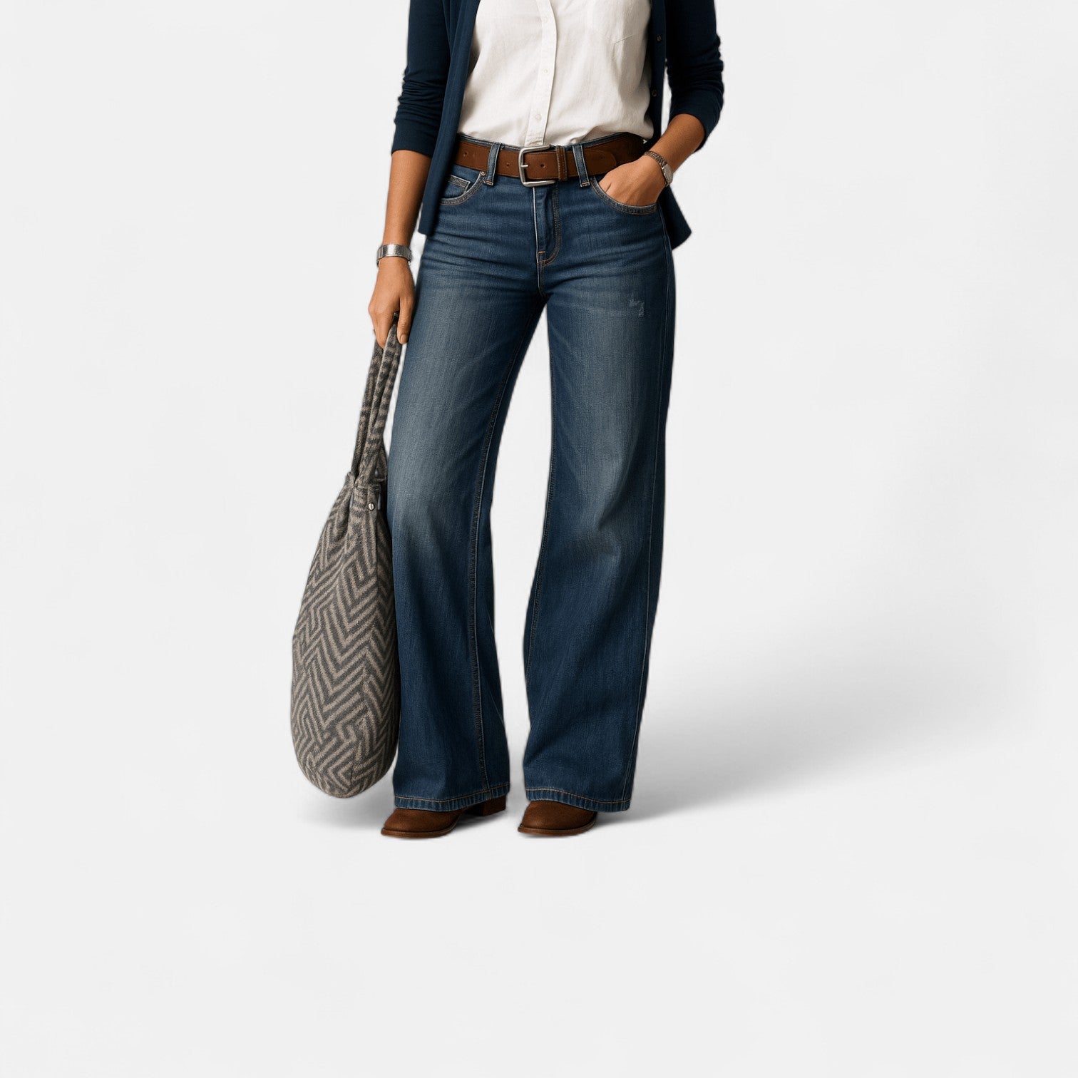 Liv – Women's Cotton Denim Jeans Wide Leg - Jeans Pants - Blue - Jones & Smith