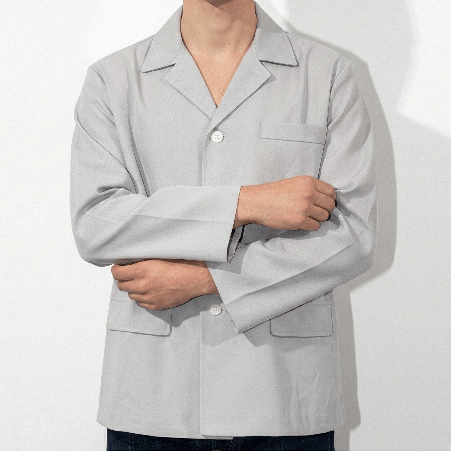 Lucas - Men's Lightweight Jacket with Pockets - Jackets - Grey - Jones & Smith