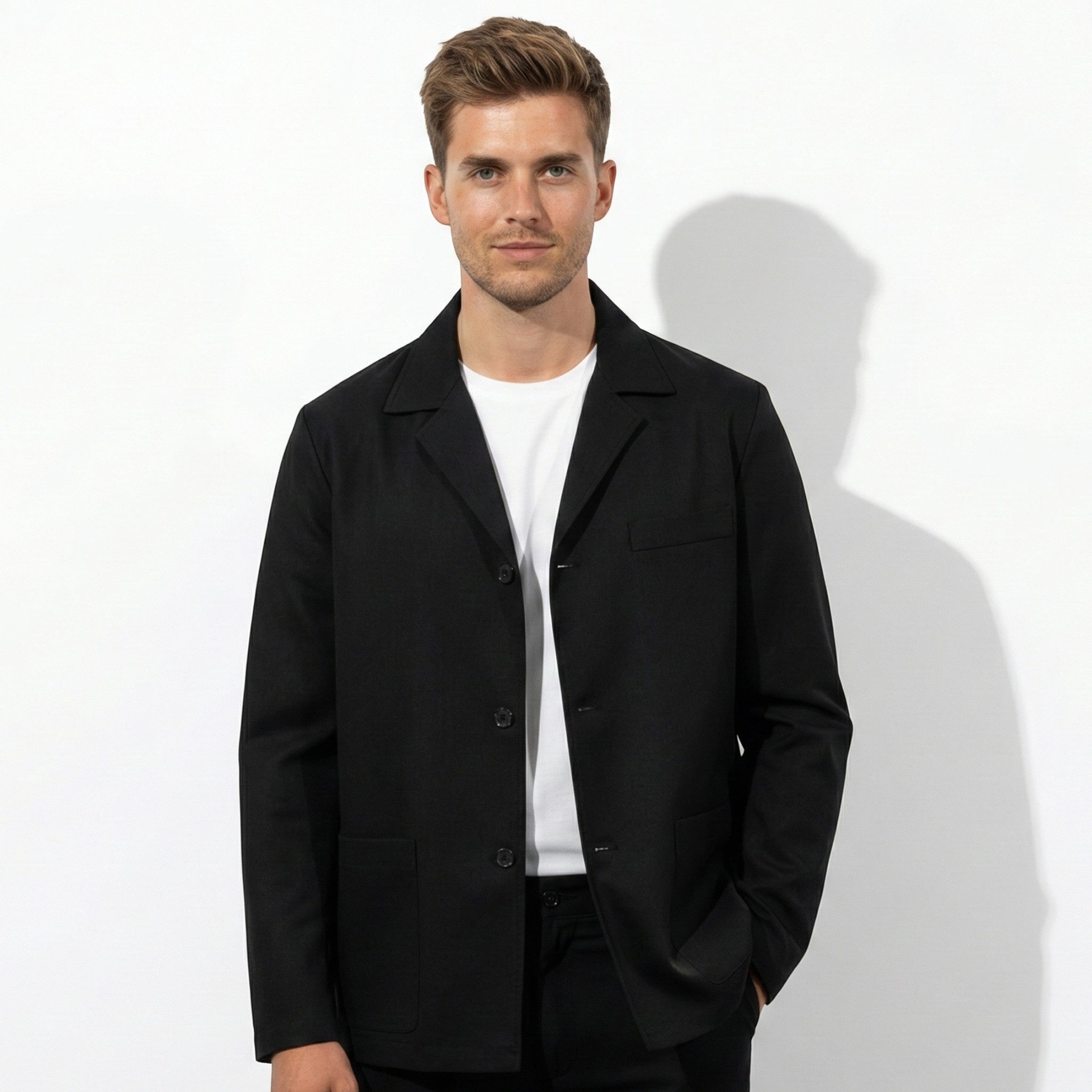 Lucas - Men's Lightweight Jacket with Pockets - Jackets - Black - Jones & Smith