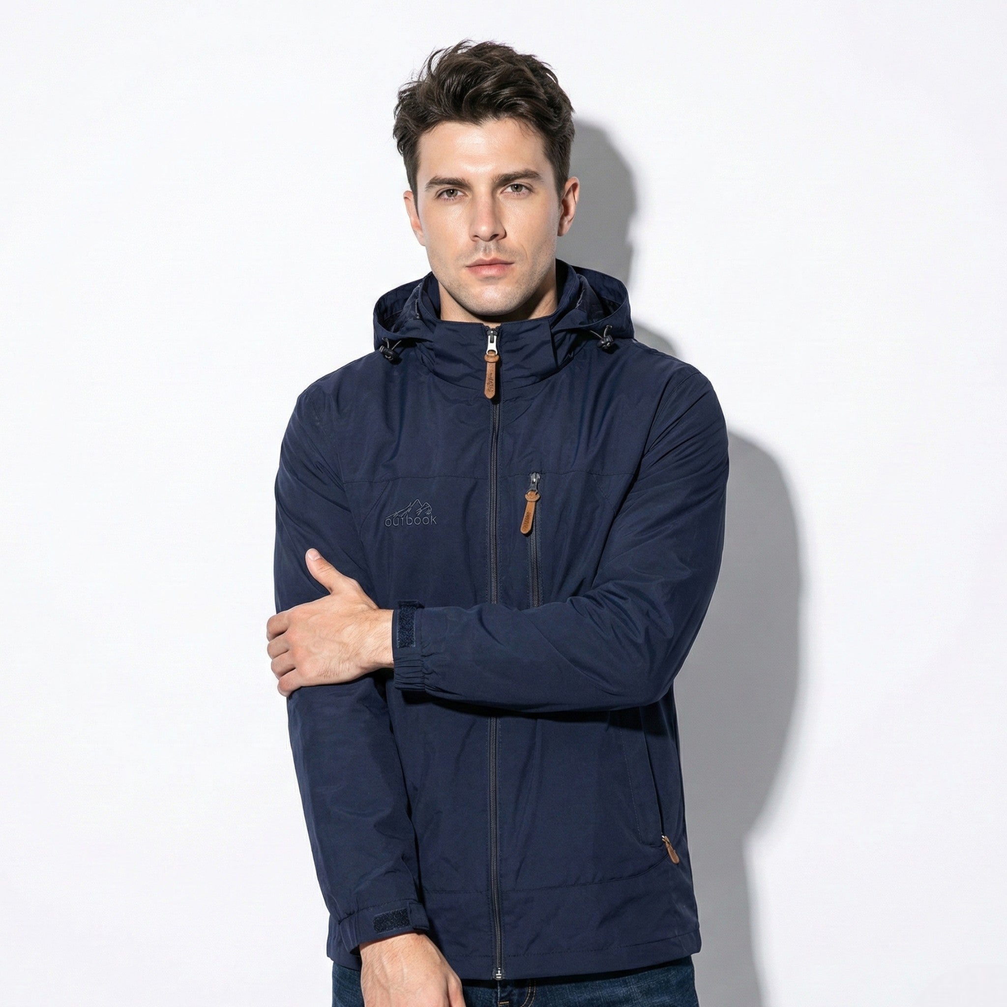Luke - Water - repellent Hooded Jacket with Multiple Pockets - Jackets & Coats - Dark Blue - Jones & Smith