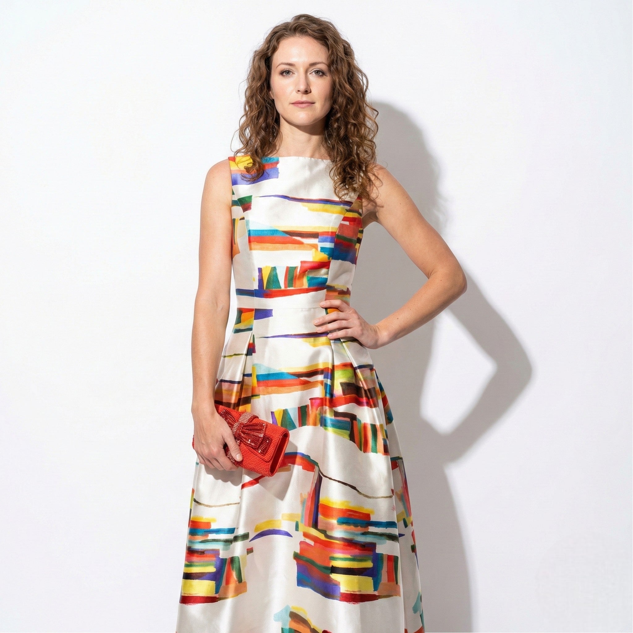 Mabel - Women's Strapless Maxi Dress with Abstract Floral Print - Dresses - Multicolour - Jones & Smith
