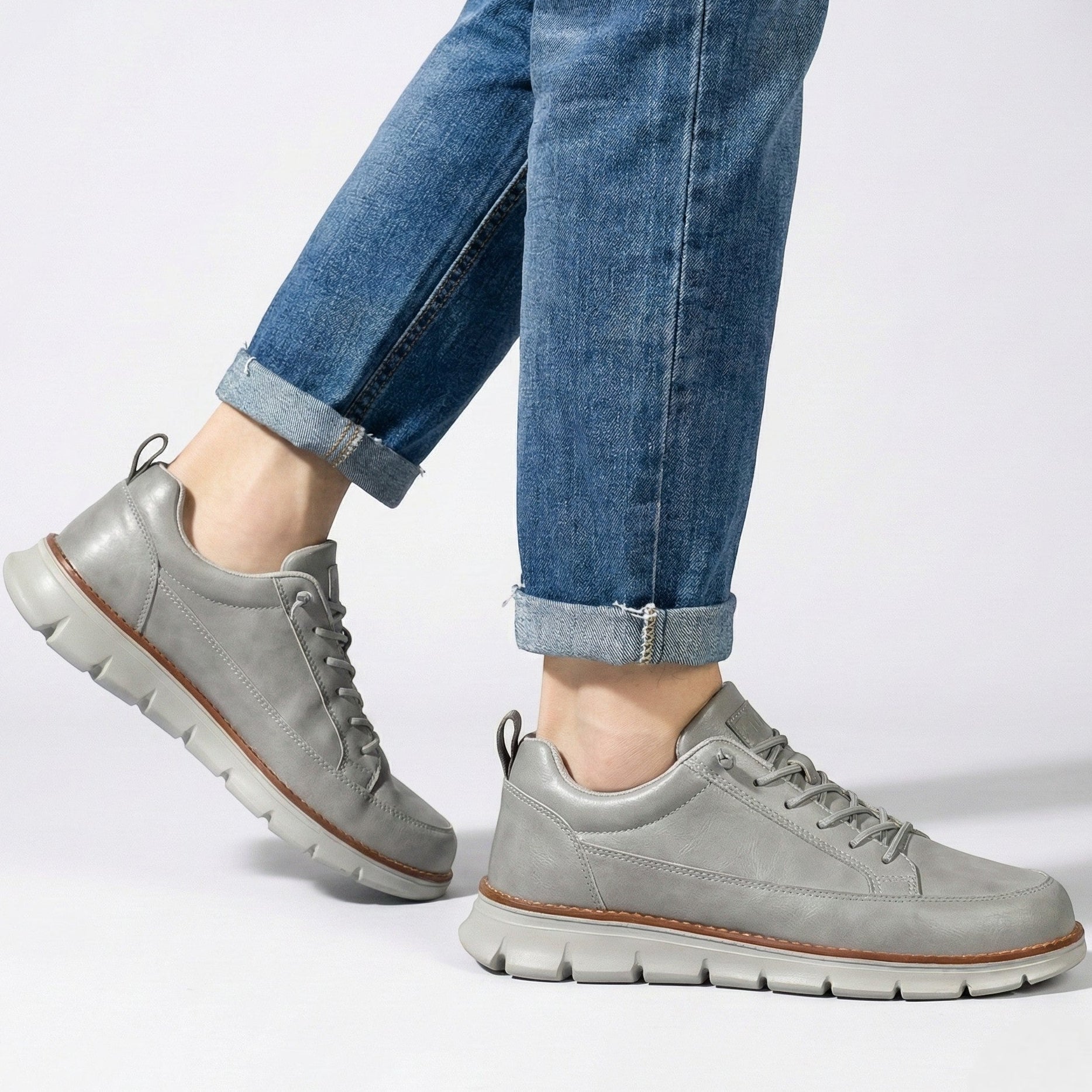 Mark - Men’s Leather Sneakers - Shoes - Grey - Jones & Smith