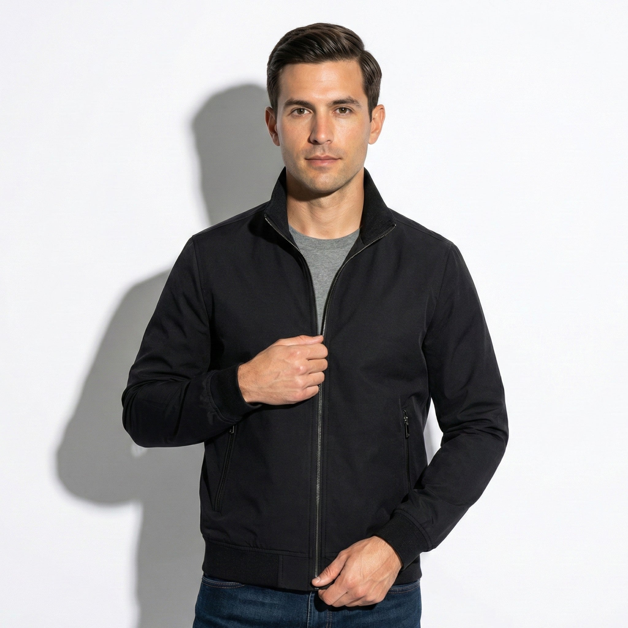 Mark - Men's Lightweight Windbreaker Jacket - Jackets & Coats - Black - Jones & Smith
