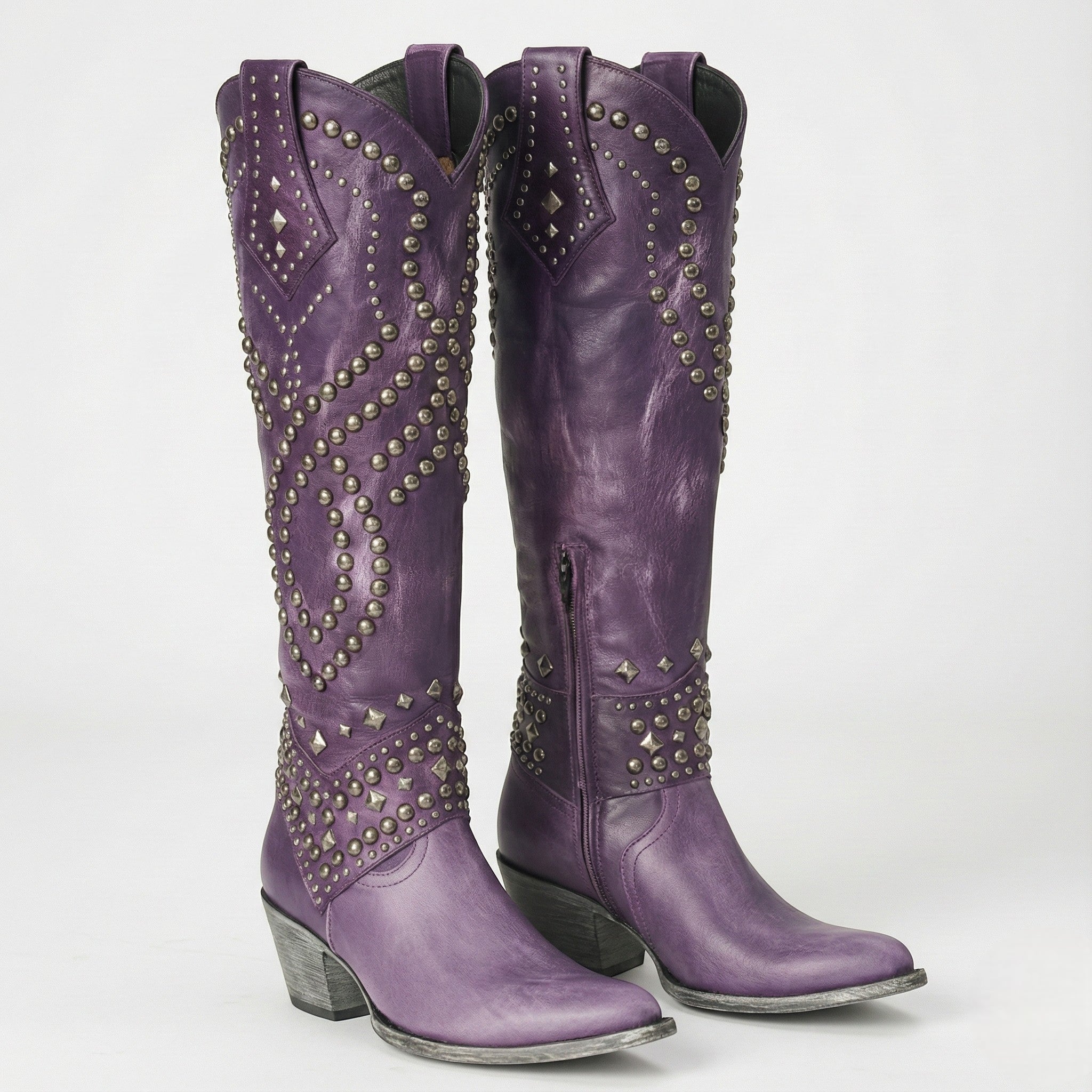 Mary - Women's Western Knee - High Boots - Boots - Purple - Jones & Smith