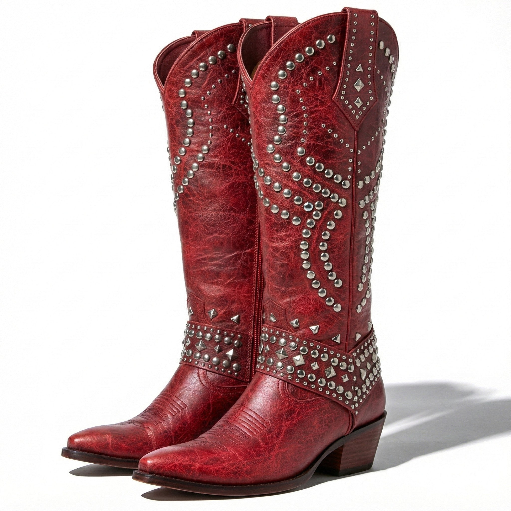 Mary - Women's Western Knee - High Boots - Boots - Red - Jones & Smith