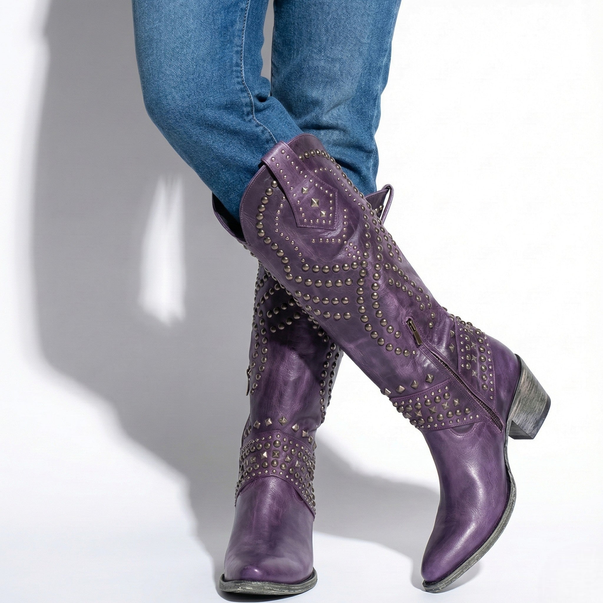 Mary - Women's Western Knee - High Boots - Boots - White - Jones & Smith