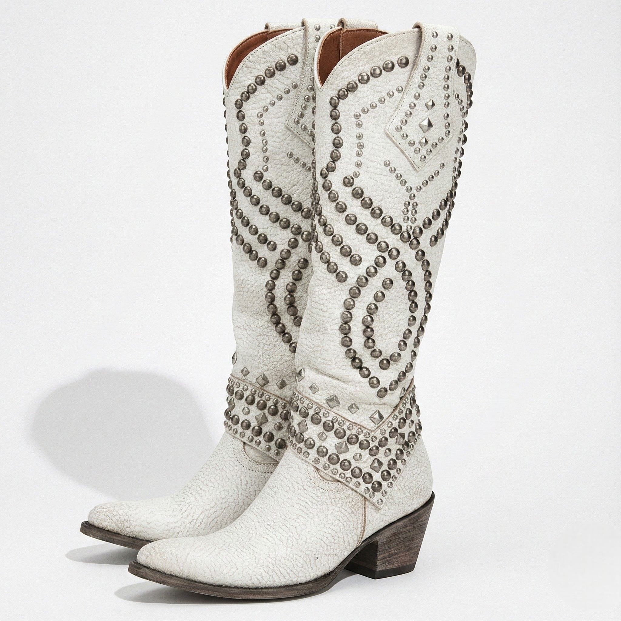 Mary - Women's Western Knee - High Boots - Boots - White - Jones & Smith