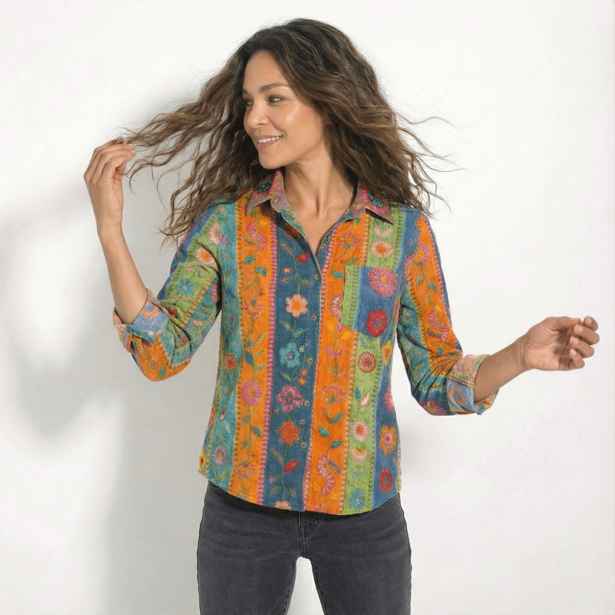 Melissa - Women's Button - Down Shirt - Blouses - Orange - Jones & Smith