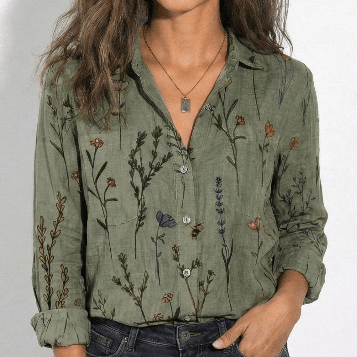 Melissa - Women's Button - Down Shirt - Blouses - Green - Jones & Smith