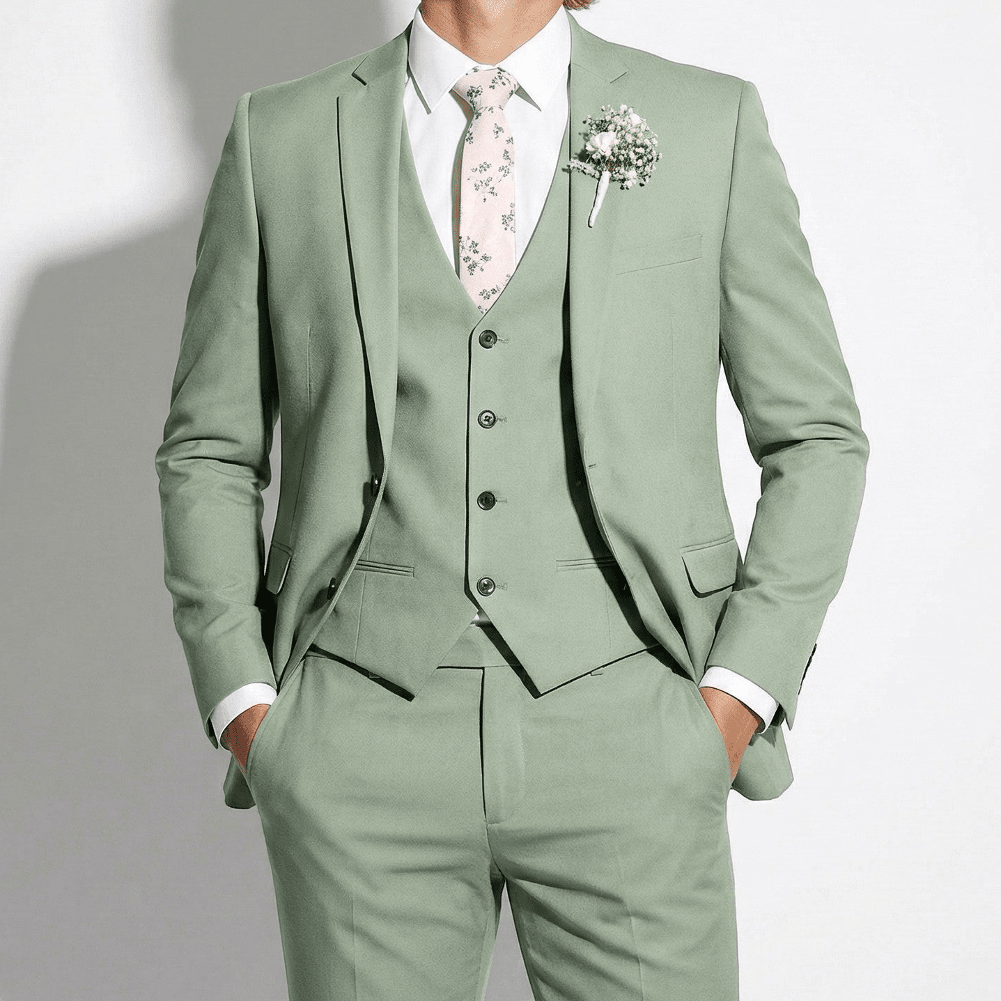 Michael - Men's Slim - Fit Three - Piece Suit - Sets - Lime Green - Jones & Smith
