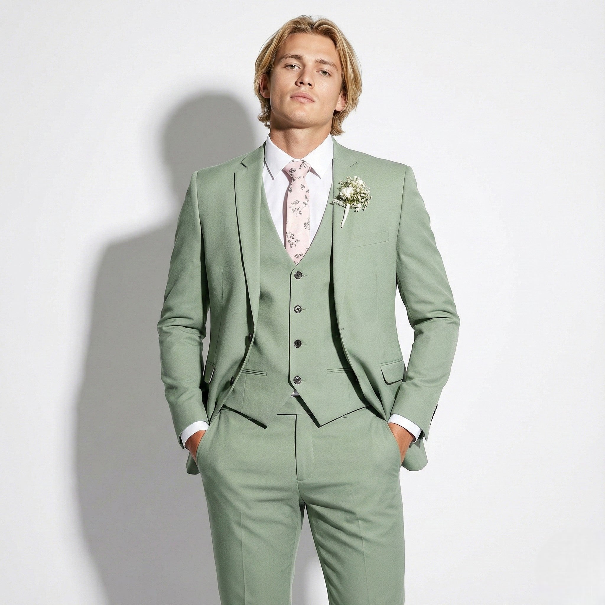 Michael - Men's Slim - Fit Three - Piece Suit - Sets - Lime Green - Jones & Smith