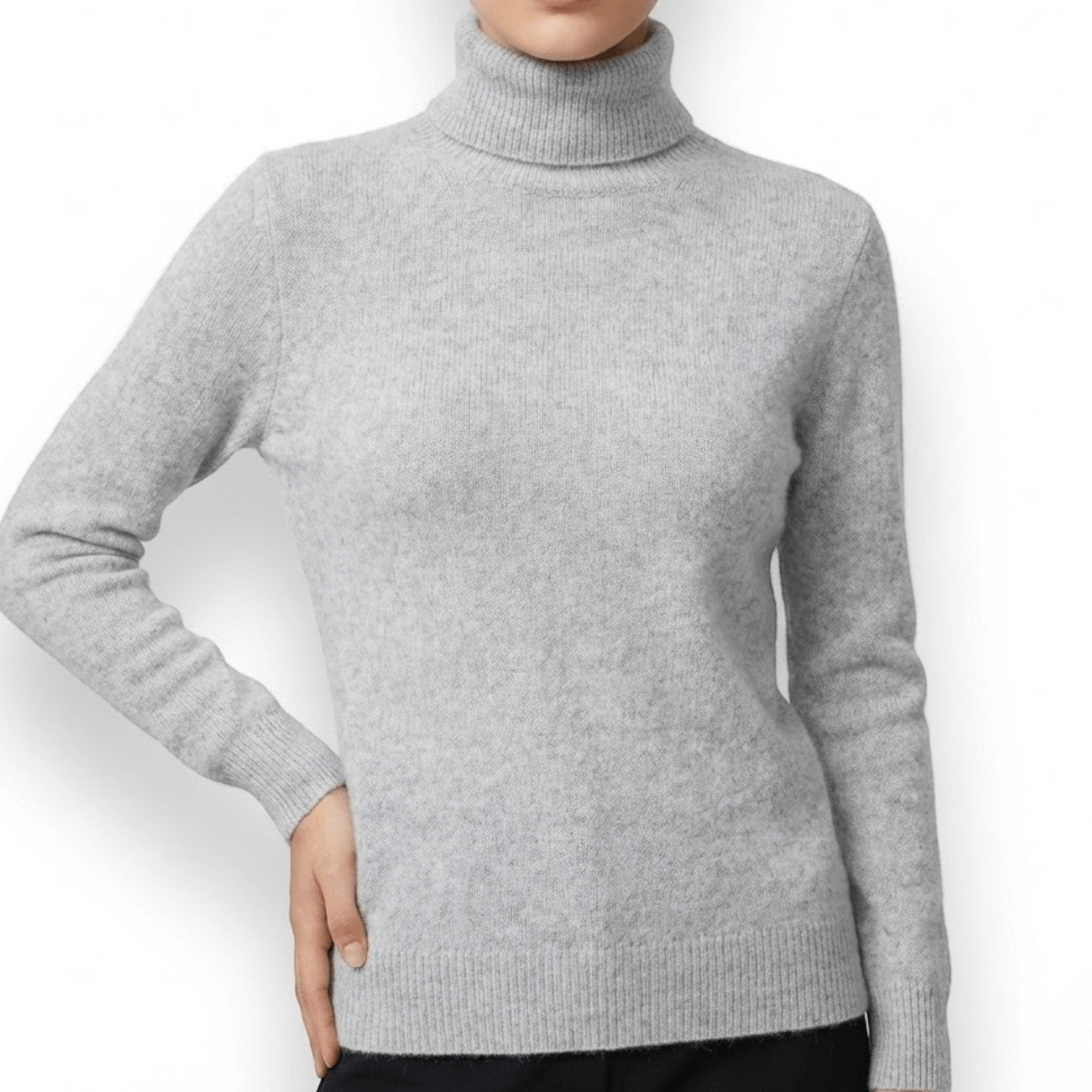 Mira – Women's Wool Roll Neck Jumper - Sweater - Grey - Jones & Smith