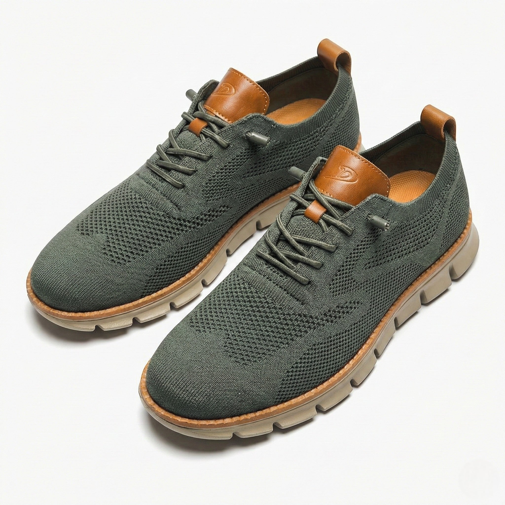 Noah - Men's Comfortable Walking Shoes with Knit Upper and Cushioned Sole - Footwear - Green - Jones & Smith