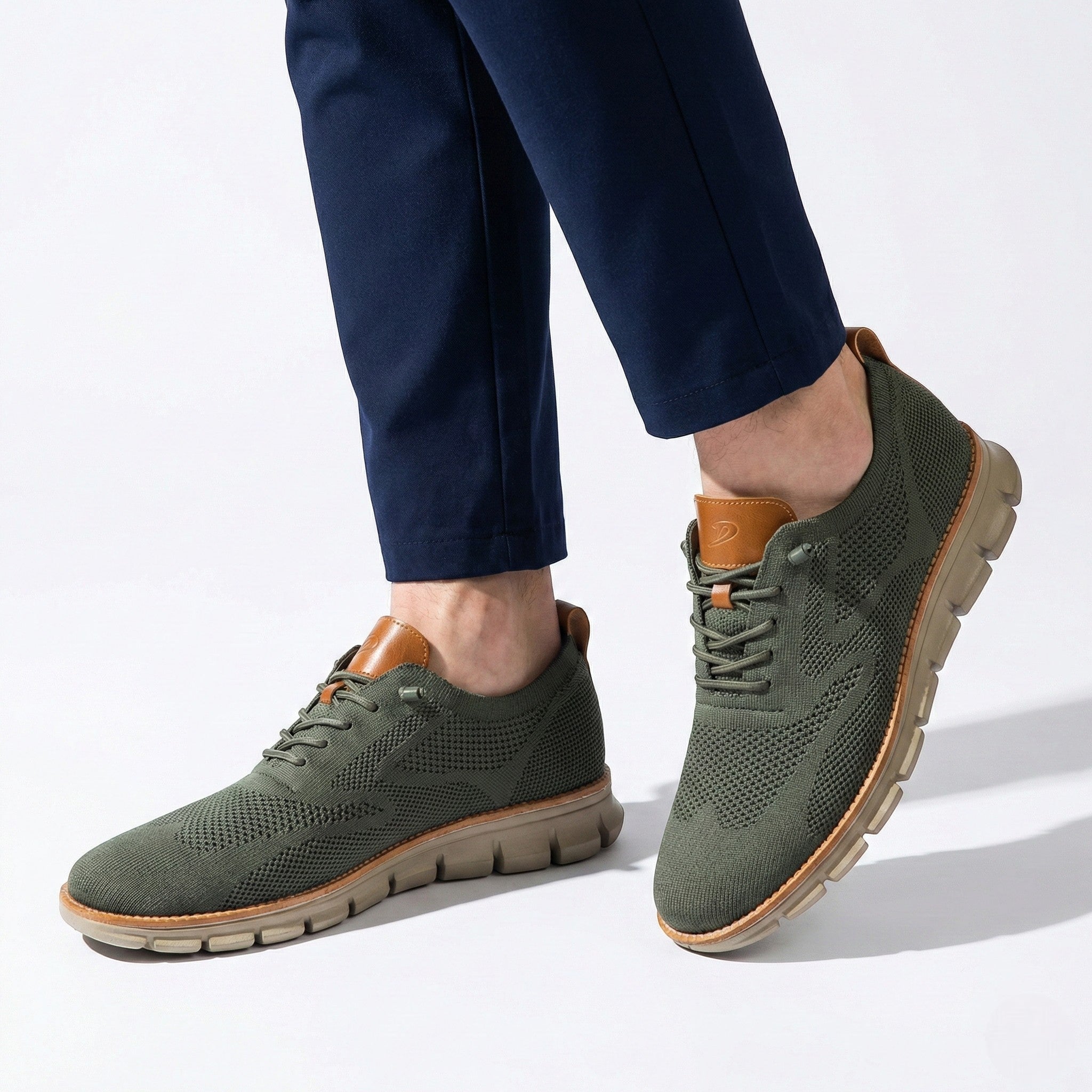 Noah - Men's Comfortable Walking Shoes with Knit Upper and Cushioned Sole - Footwear - Green - Jones & Smith