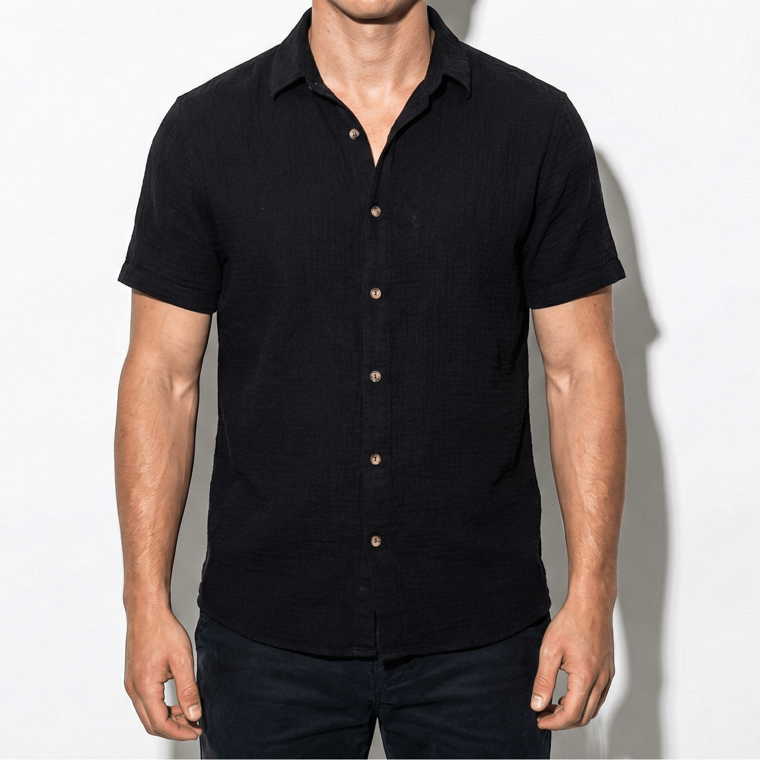 Oliver - Men's Short Sleeve Textured Button Down Shirt - Shirts - Khaki - Jones & Smith