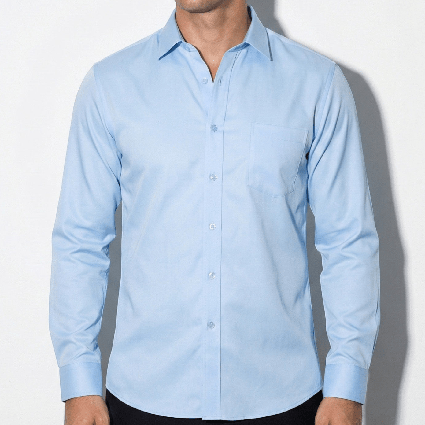 Oliver - Men's Slim Fit Wrinkle - Free Shirt - Casual Top - Light Blue - Jones & Smith