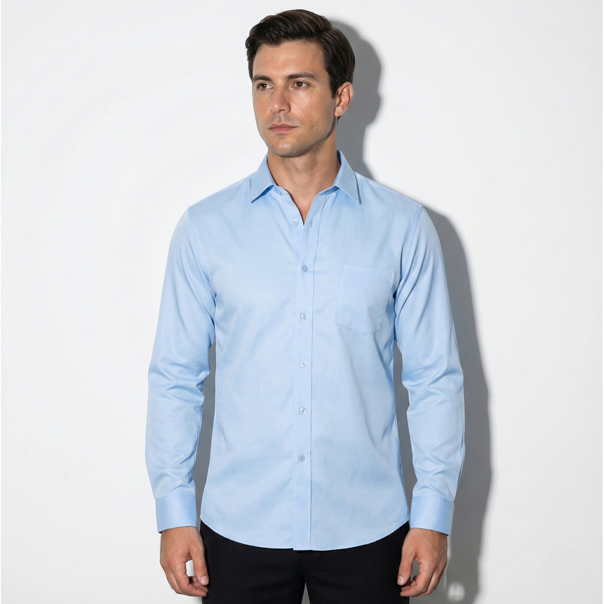 Oliver - Men's Slim Fit Wrinkle - Free Shirt - Casual Top - Light Blue - Jones & Smith
