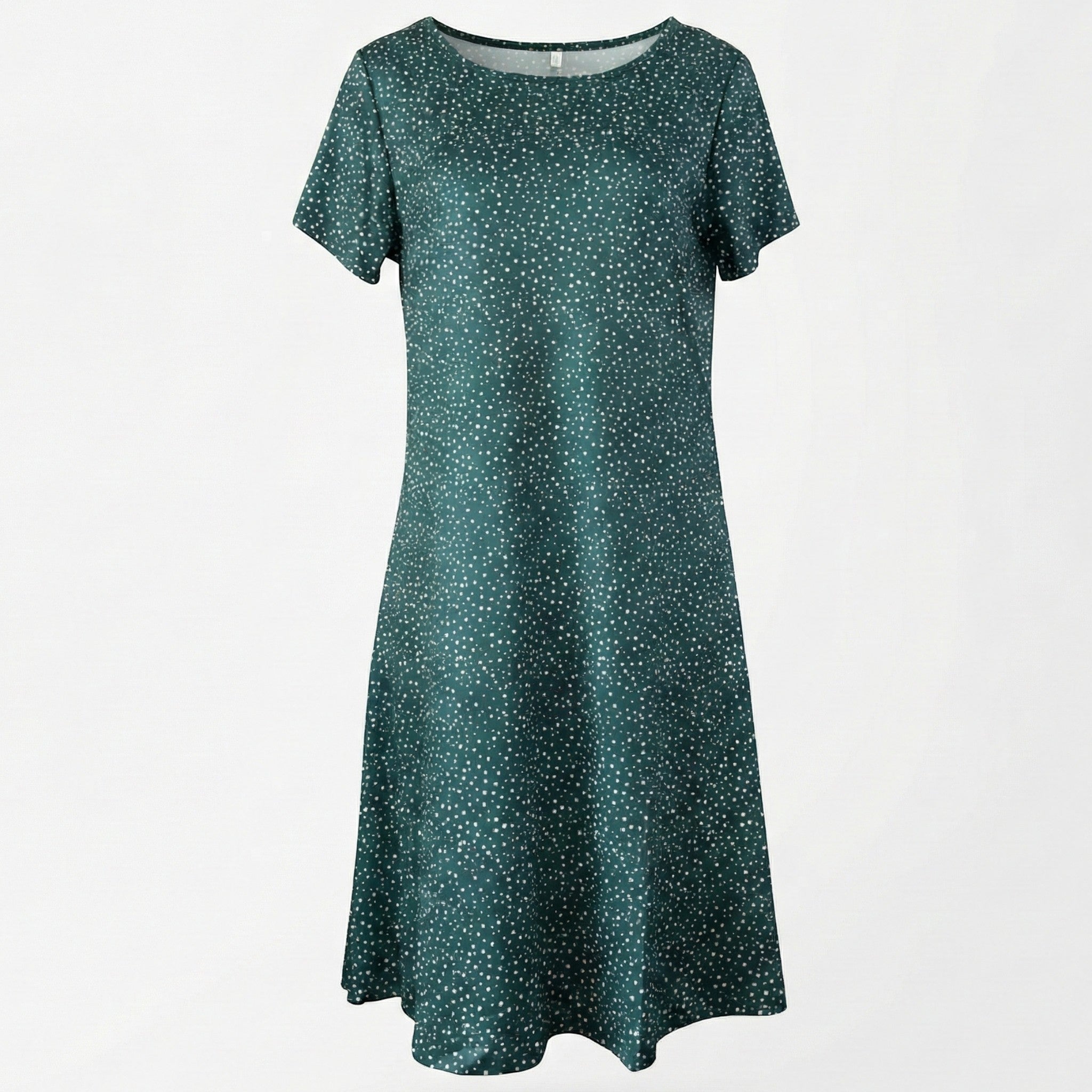 Olivia - Women's Polka Dot Mini Dress with Round Neck - Dress - Green - Jones & Smith