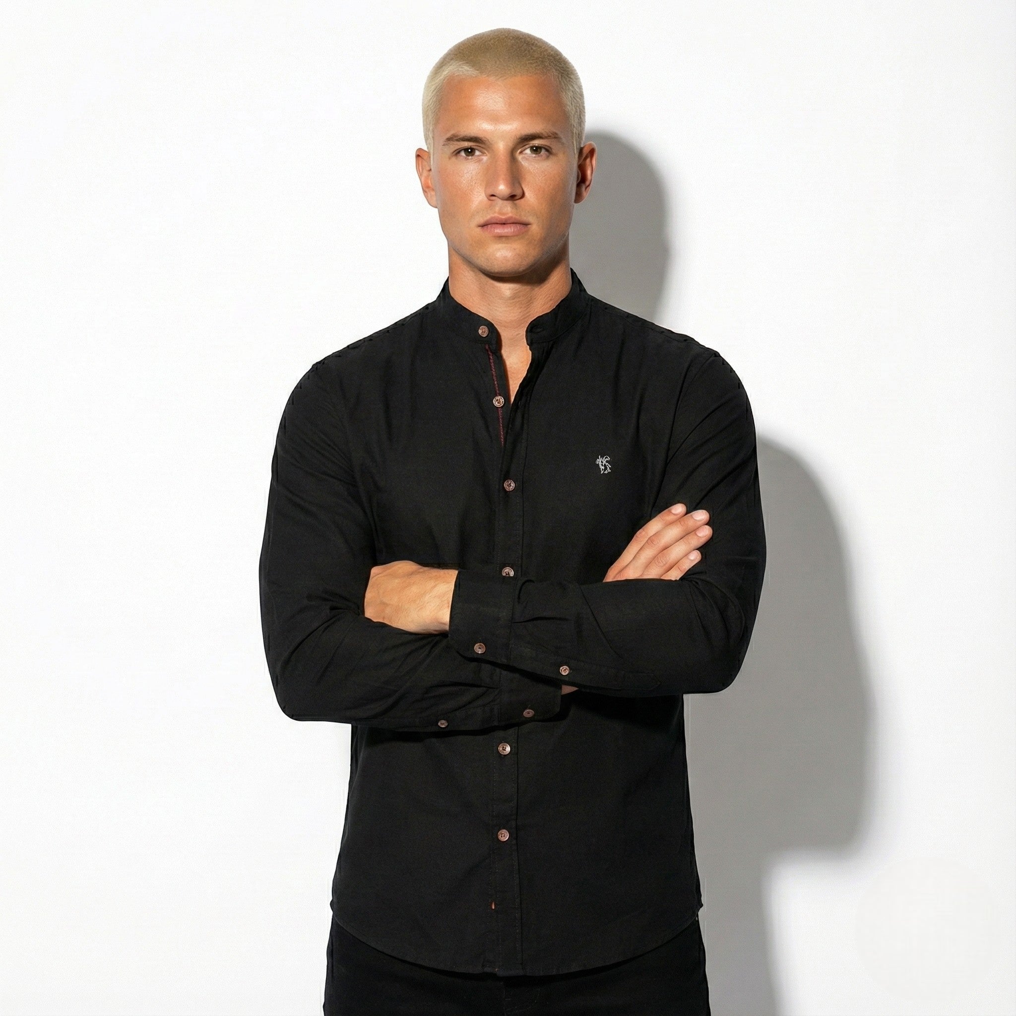 Patrick - Men's Modern Long - Sleeved Polo Shirt - Tops, T-shirts & Shirts - Black - Jones & Smith