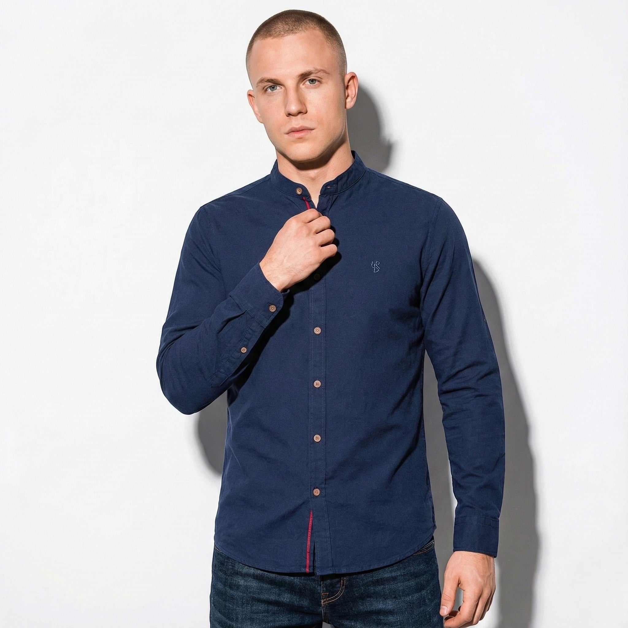 Patrick - Men's Modern Long - Sleeved Polo Shirt - Tops, T-shirts & Shirts - Navy Blue - Jones & Smith