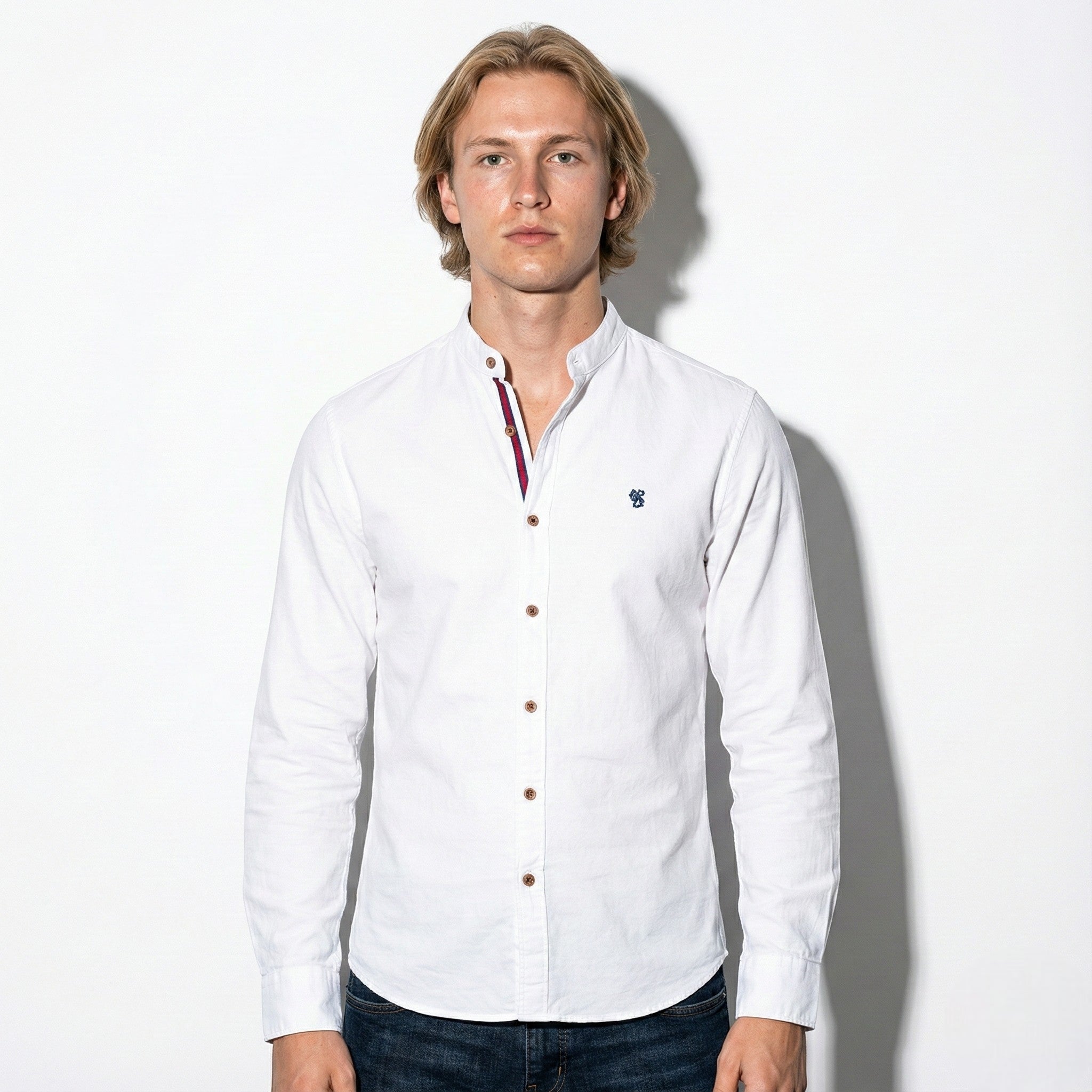 Patrick - Men's Modern Long - Sleeved Polo Shirt - Tops, T-shirts & Shirts - White - Jones & Smith