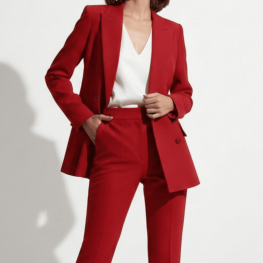Phoebe – Women’s Tailored Blazer & Slim Trouser - Sets - Red - Jones & Smith
