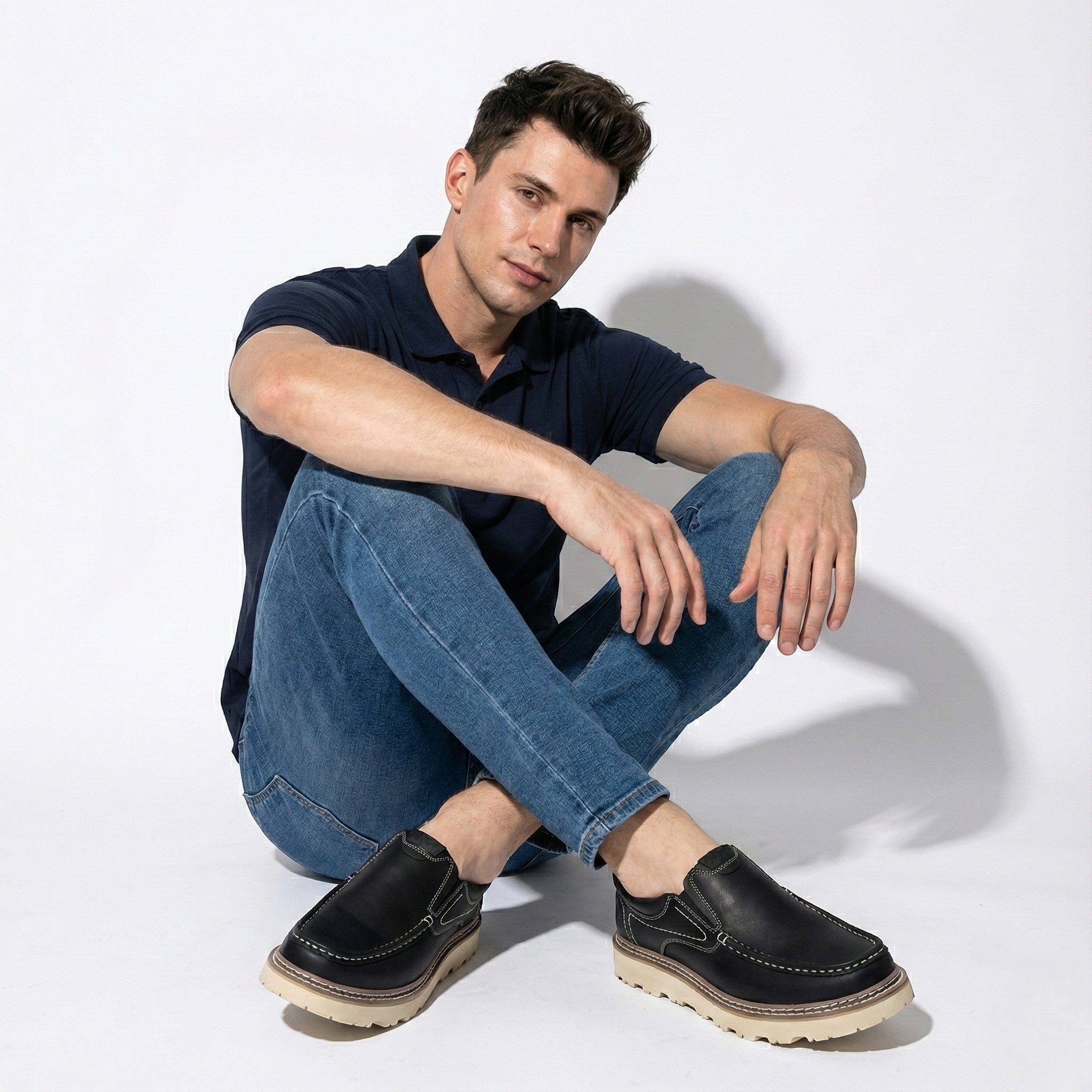 Richard - Men's Leather Loafers with Non - Slip Sole - Shoes - Black - Jones & Smith