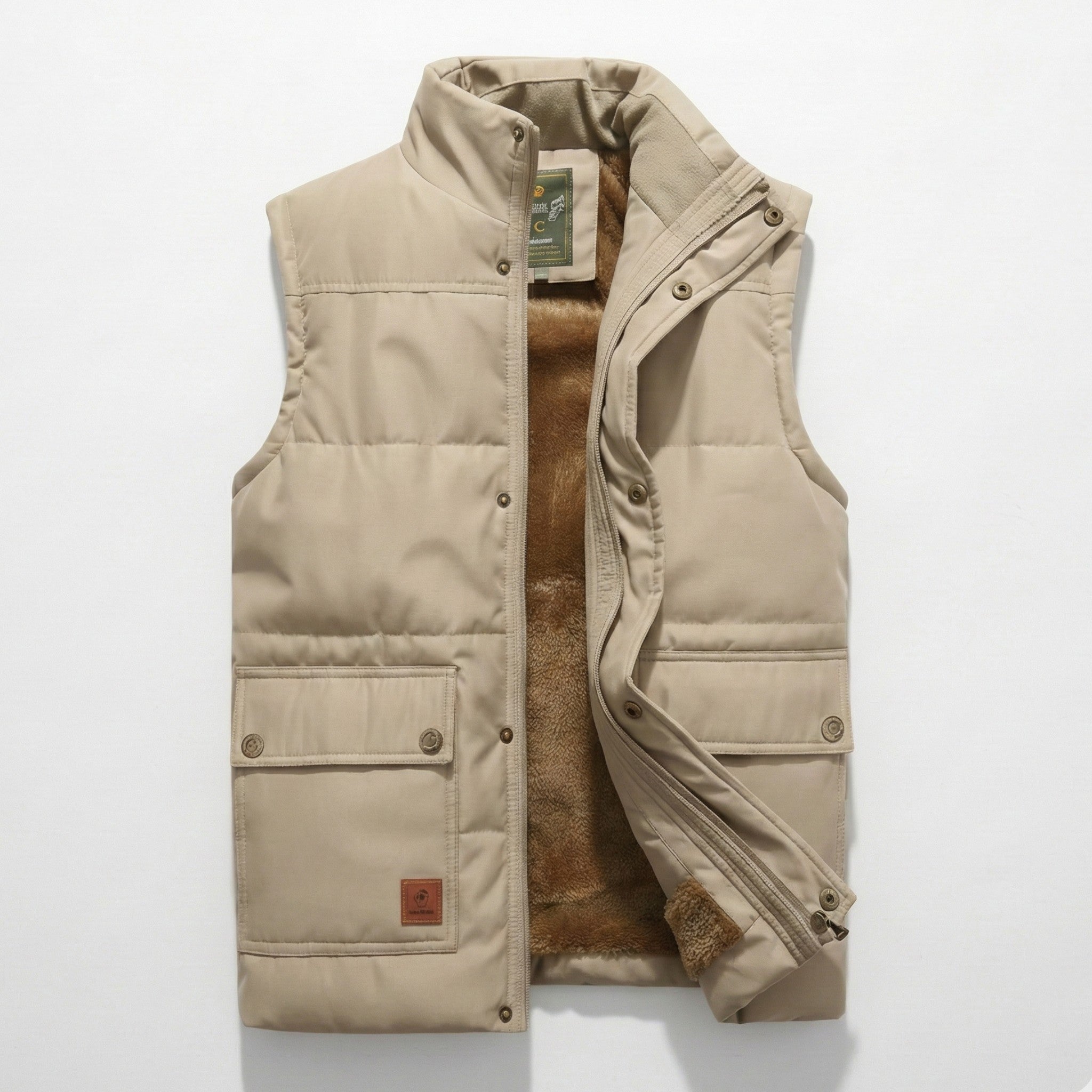 Robert - Men's Regular - Fit Padded Sleeveless Vest - Jackets & Coats - Beige - Jones & Smith