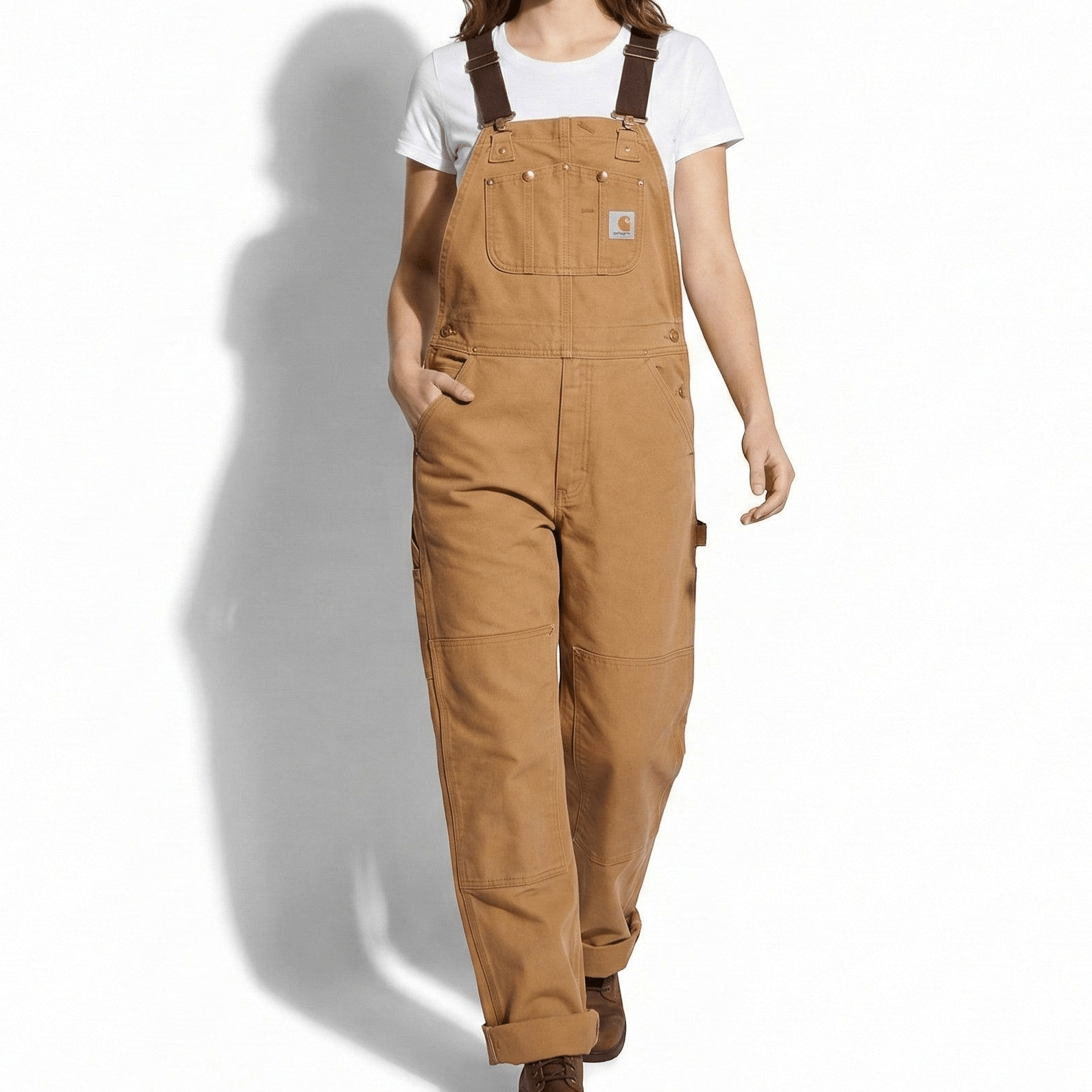 Rosie - Women's Relaxed Fit Overalls with Multi - Pocket Design - Jumpsuits - Camel - Jones & Smith