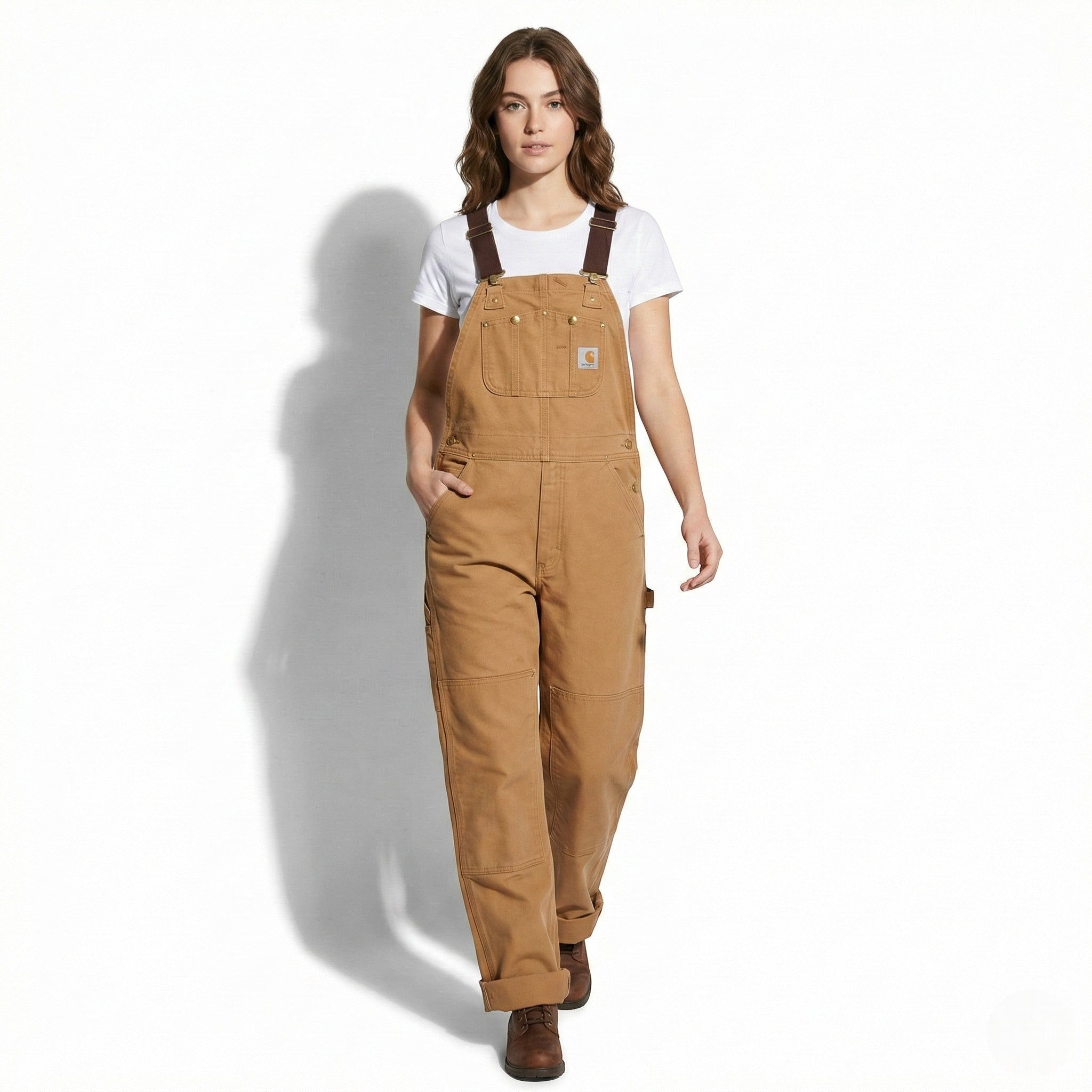 Rosie - Women's Relaxed Fit Overalls with Multi - Pocket Design - Jumpsuits - Camel - Jones & Smith