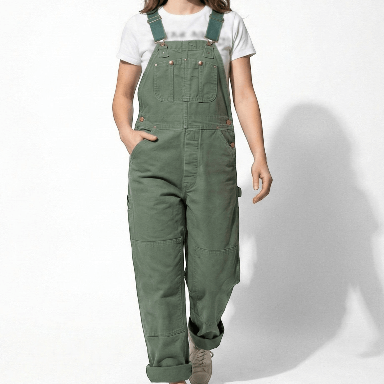 Rosie - Women's Relaxed Fit Overalls with Multi - Pocket Design - Jumpsuits - Green - Jones & Smith