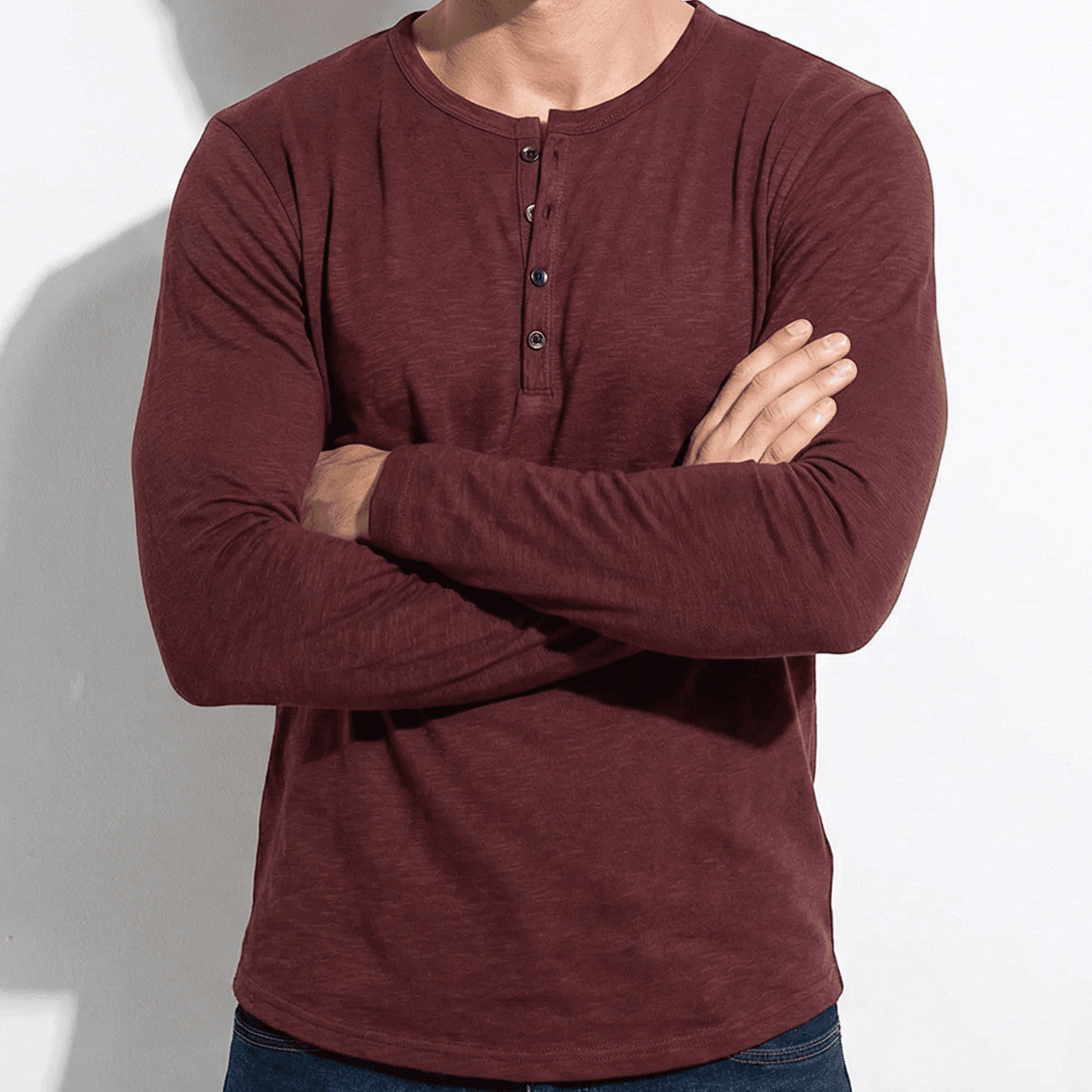 Samuel - Men’s Long Sleeve Button - Front Shirt - Shirt - Wine Red - Jones & Smith