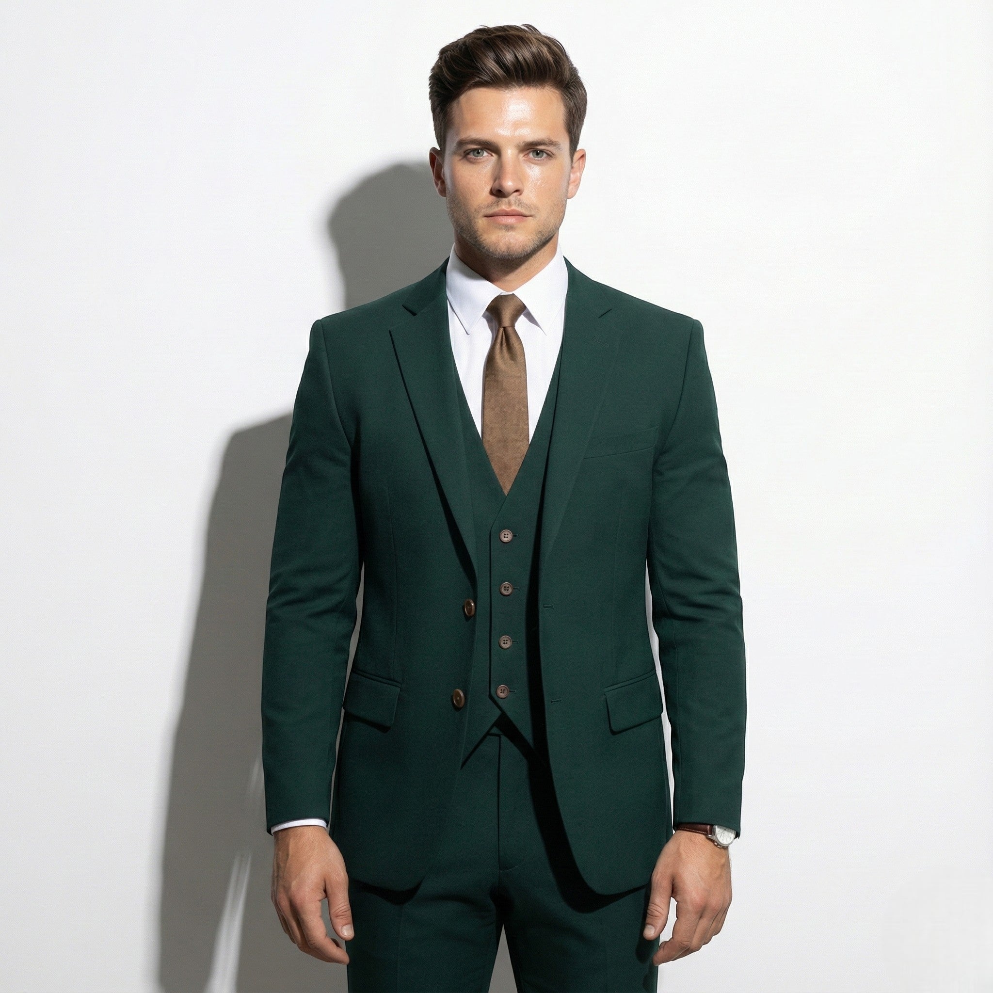 Simon - Men’s Formal Three - Piece Suit with Blazer, Waistcoat, and Trousers - Sets - Dark Green - Jones & Smith