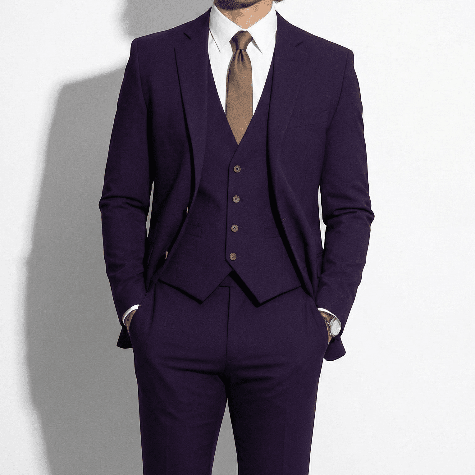 Simon - Men’s Formal Three - Piece Suit with Blazer, Waistcoat, and Trousers - Sets - Purple - Jones & Smith